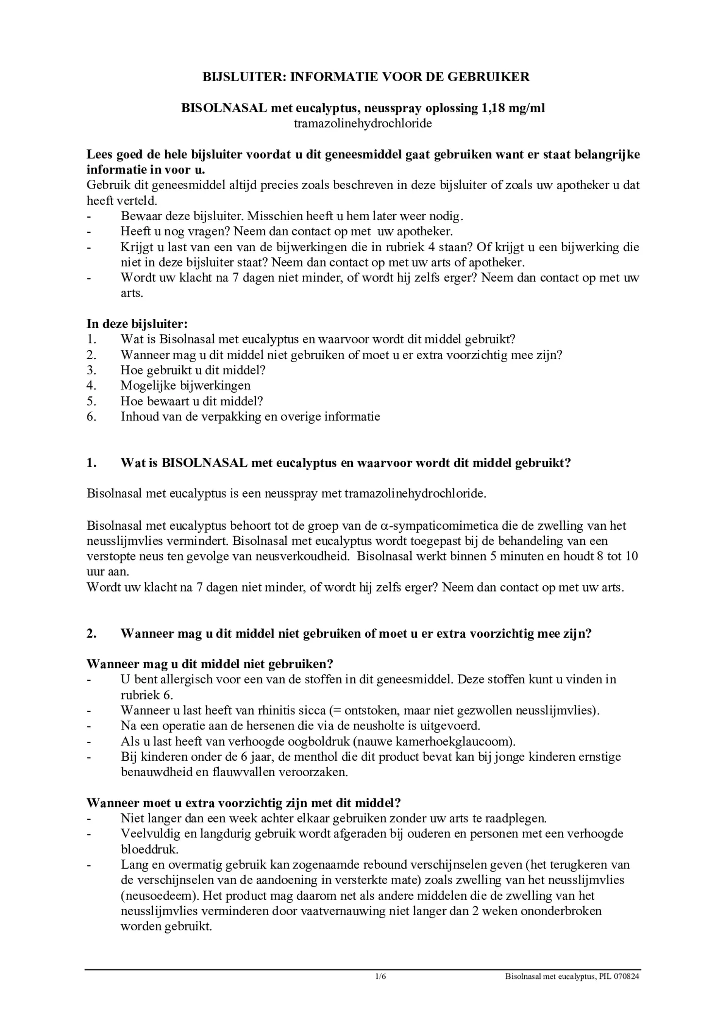 Neusspray Eucalyptus afbeelding van document #1, bijsluiter