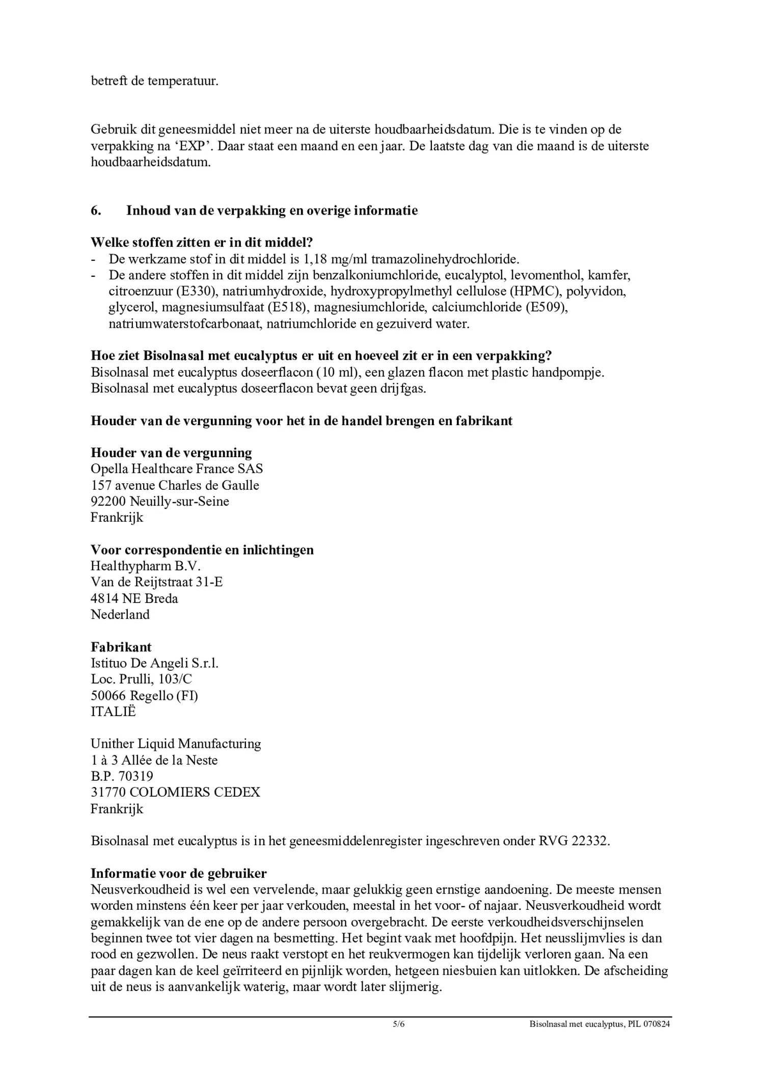 Neusspray Eucalyptus afbeelding van document #5, bijsluiter