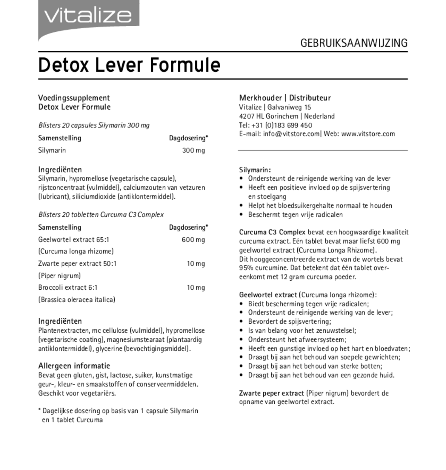 Detox Lever Formule 20 Capsules + 20 Tabletten afbeelding van document #1, gebruiksaanwijzing