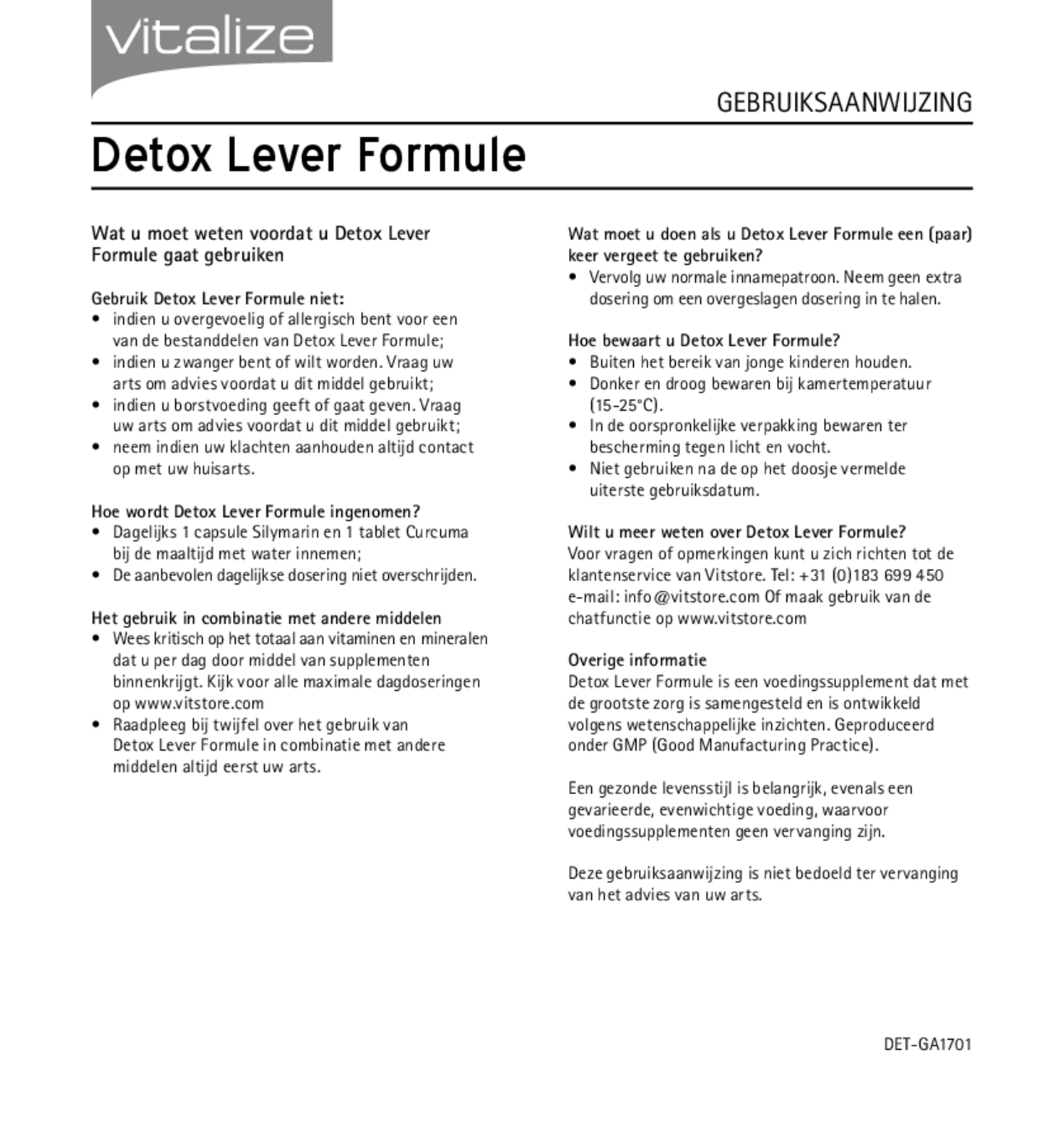 Detox Lever Formule 20 Capsules + 20 Tabletten afbeelding van document #2, gebruiksaanwijzing