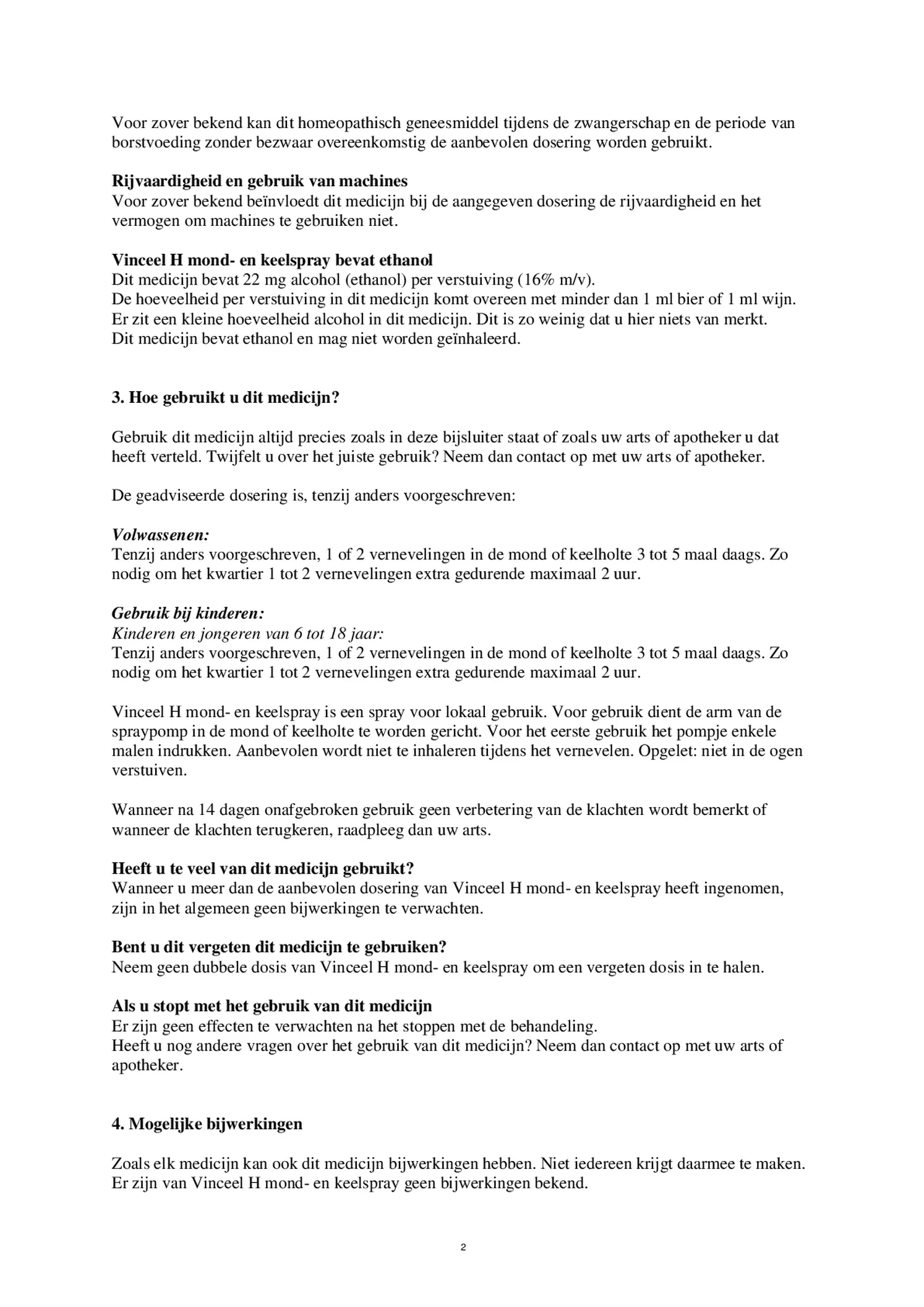 Vinceel H Spray afbeelding van document #2, bijsluiter