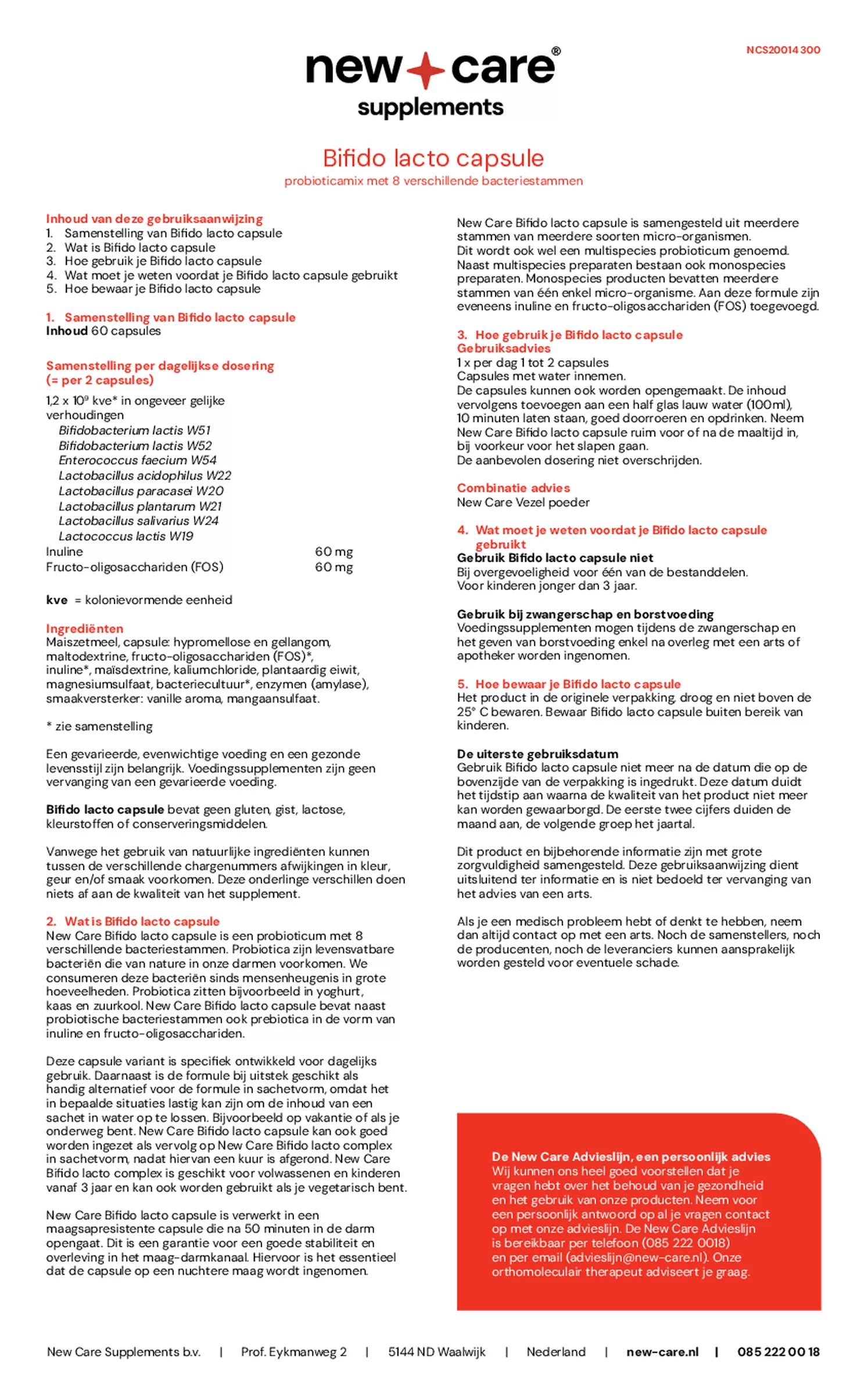 Bifido Lacto Capsules afbeelding van document #1, gebruiksaanwijzing