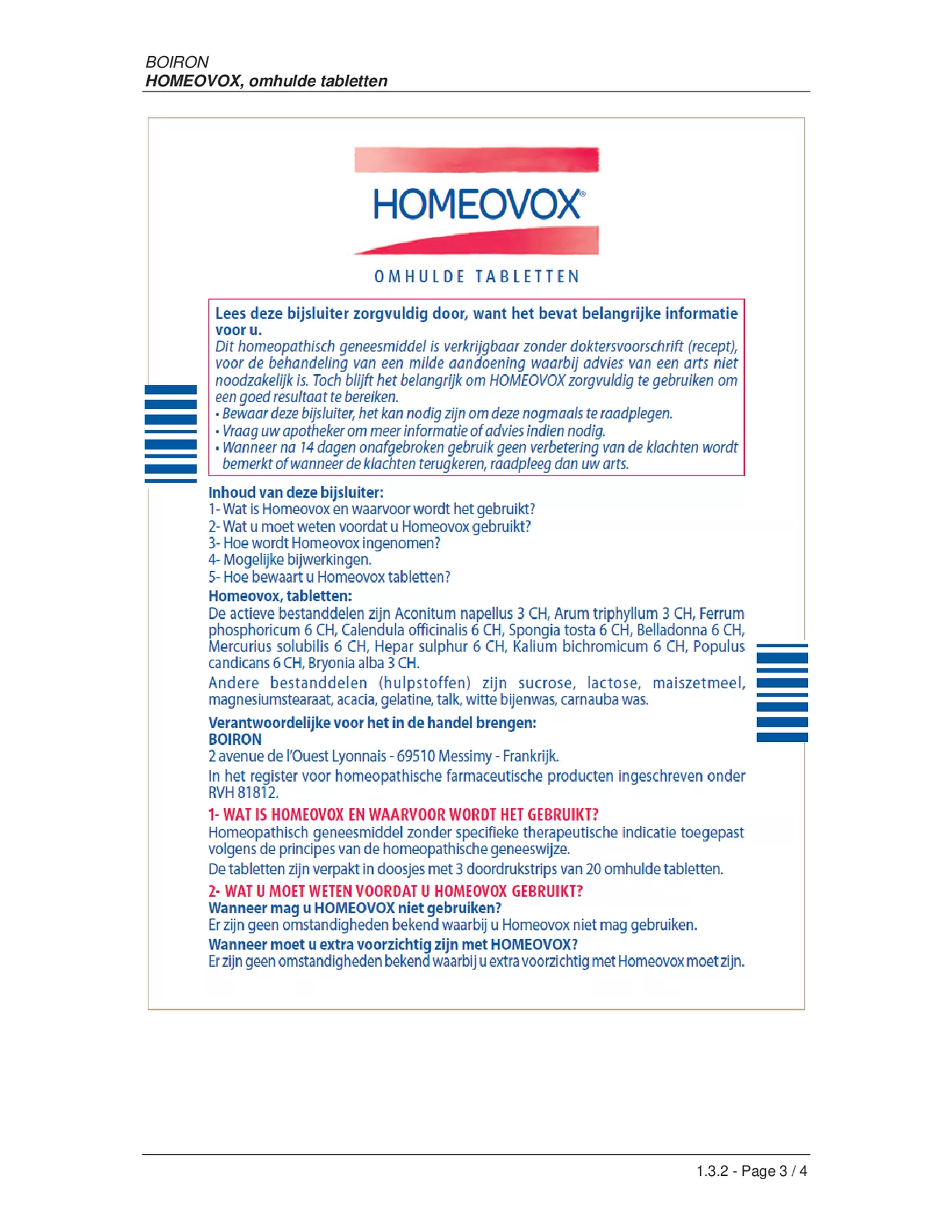 Homeovox Omhulde Tabletten afbeelding van document #1, bijsluiter