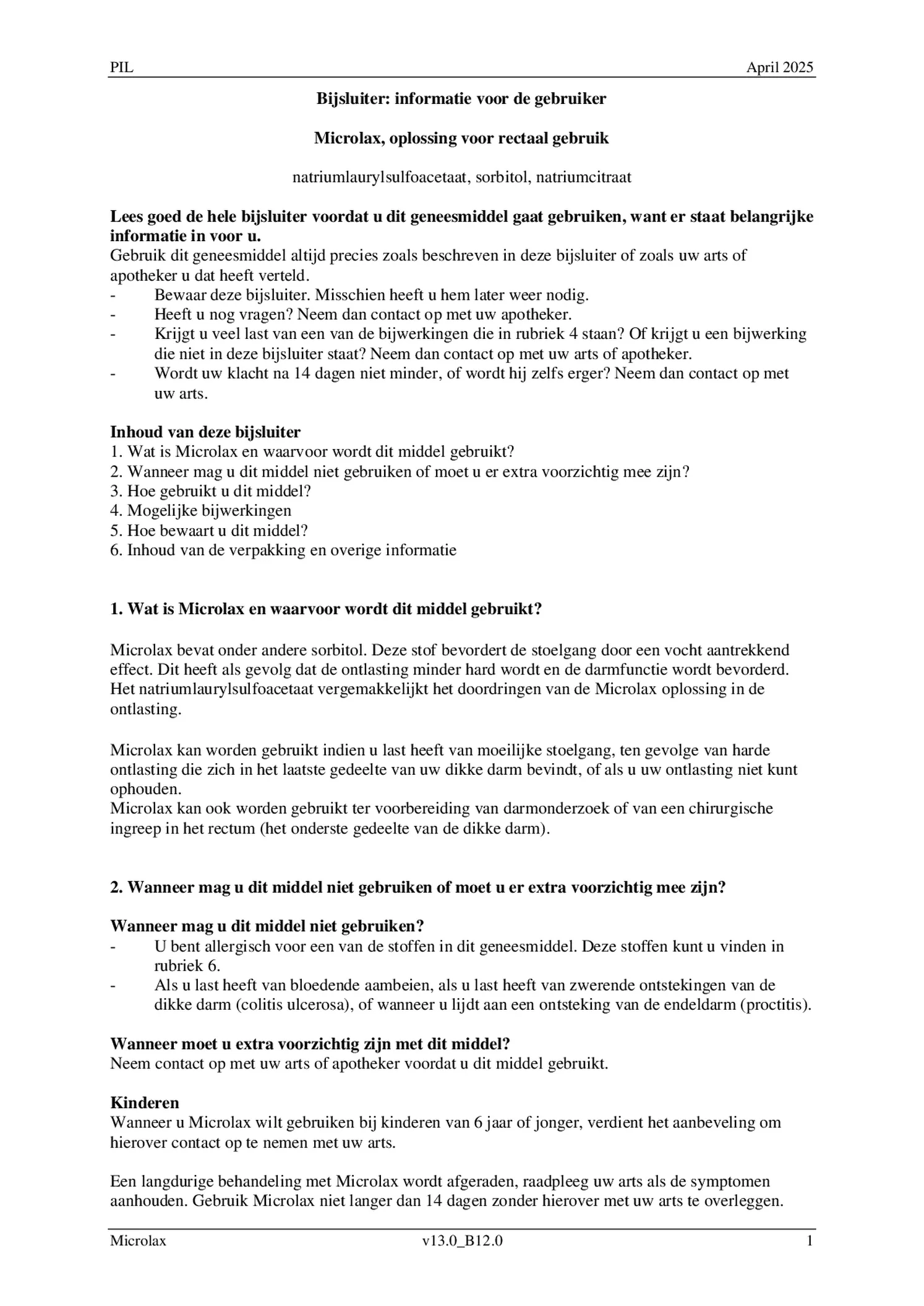 Microklysma afbeelding van document #1, bijsluiter