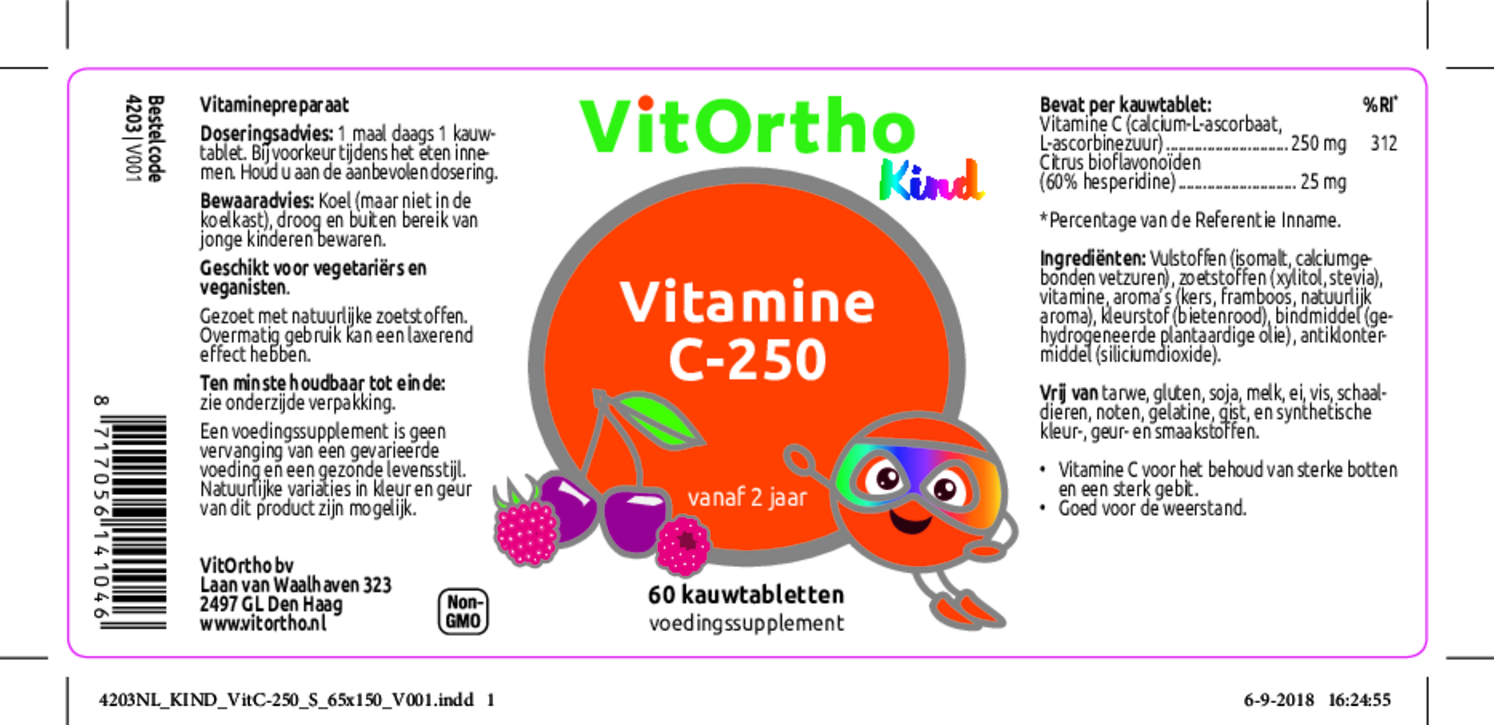 Kind Vitamine C 250mg Kauwtabletten afbeelding van document #1, etiket