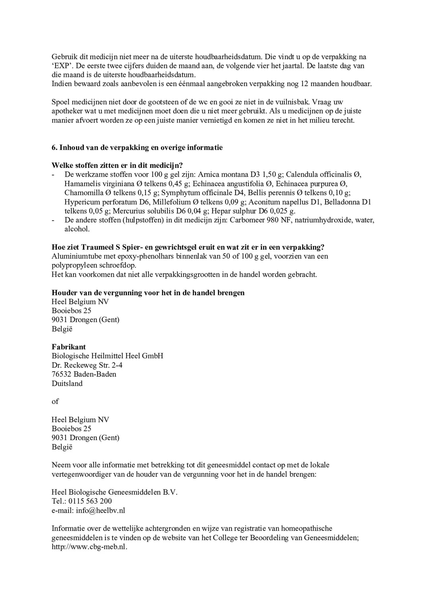 Traumeel S Gel afbeelding van document #3, bijsluiter