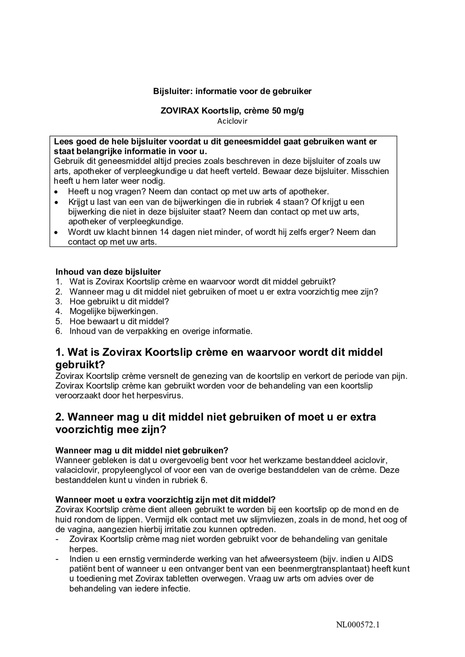 Koortslip crème (tube) afbeelding van document #1, bijsluiter