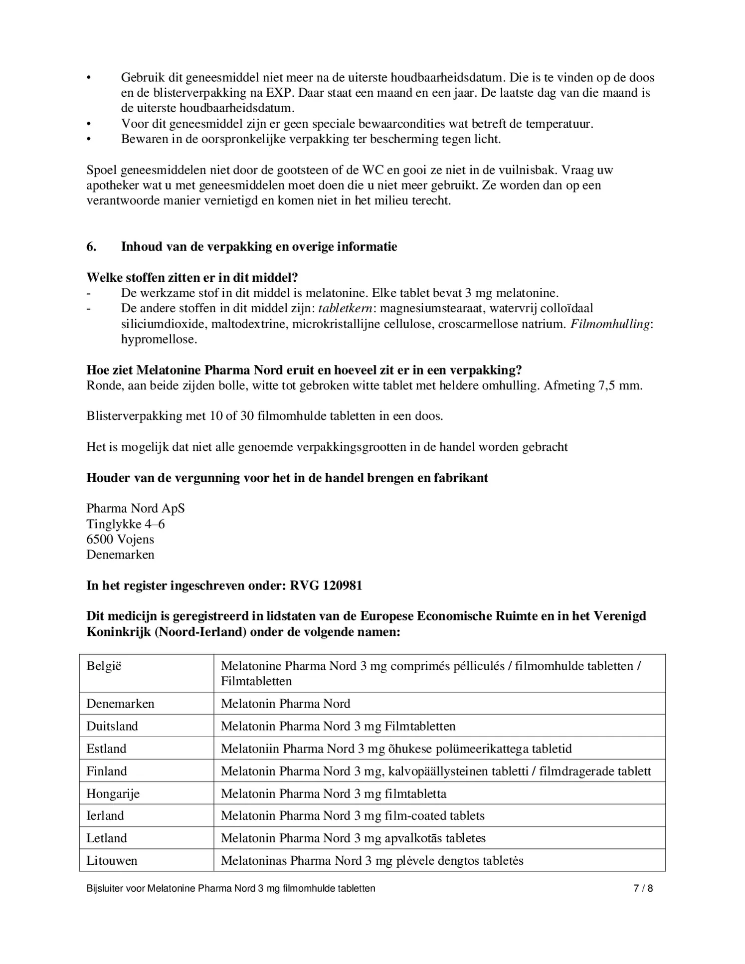 Melatonine 3mg Tabletten afbeelding van document #7, bijsluiter
