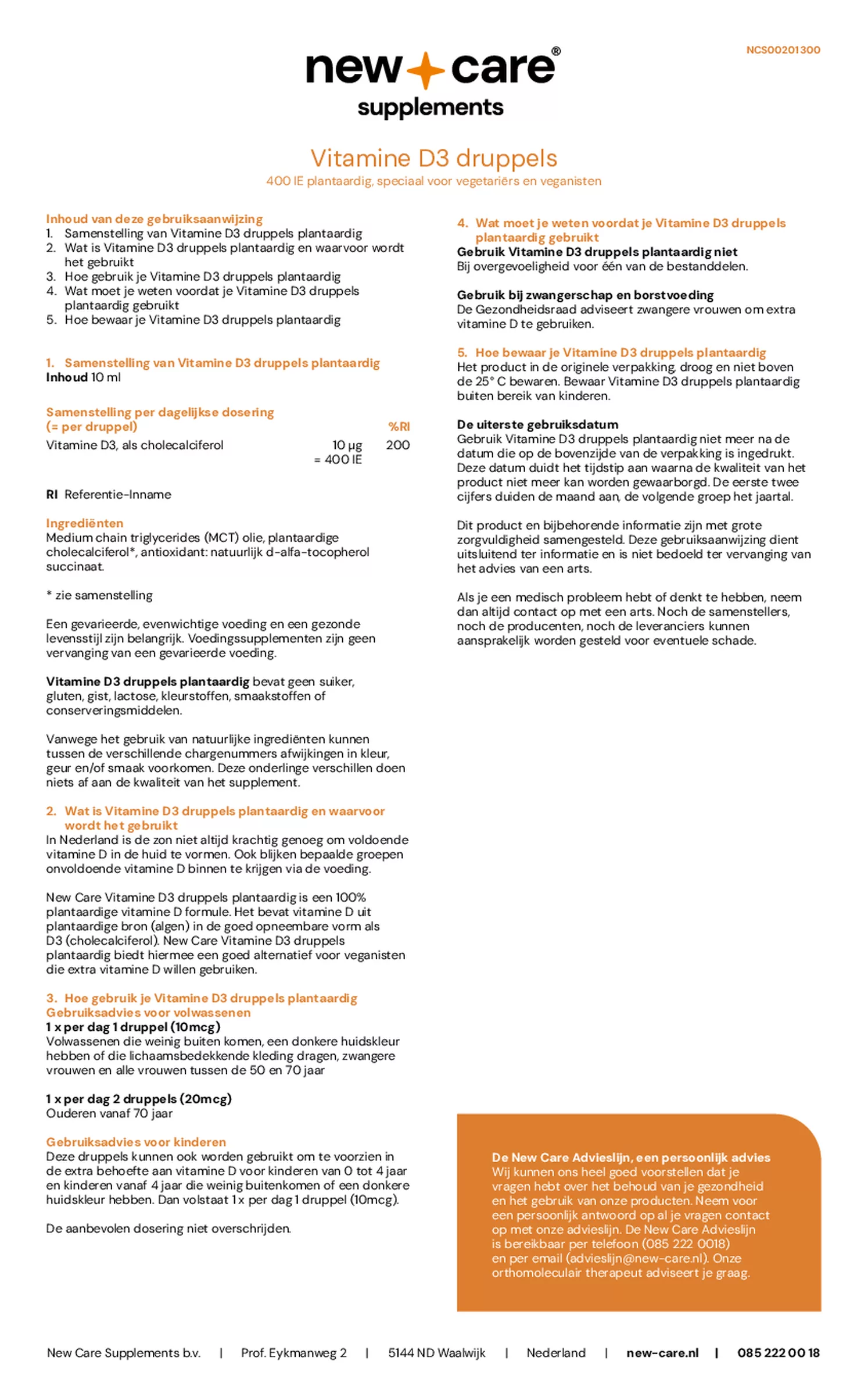 D3 10mcg Plantaardige Druppels afbeelding van document #1, gebruiksaanwijzing