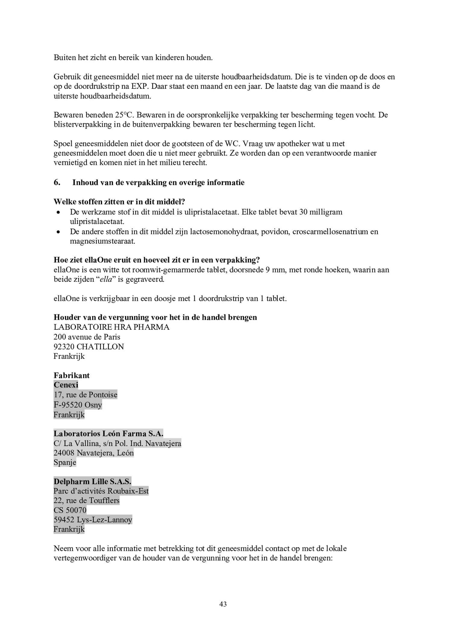 Noodanticonceptie Tablet afbeelding van document #43, bijsluiter