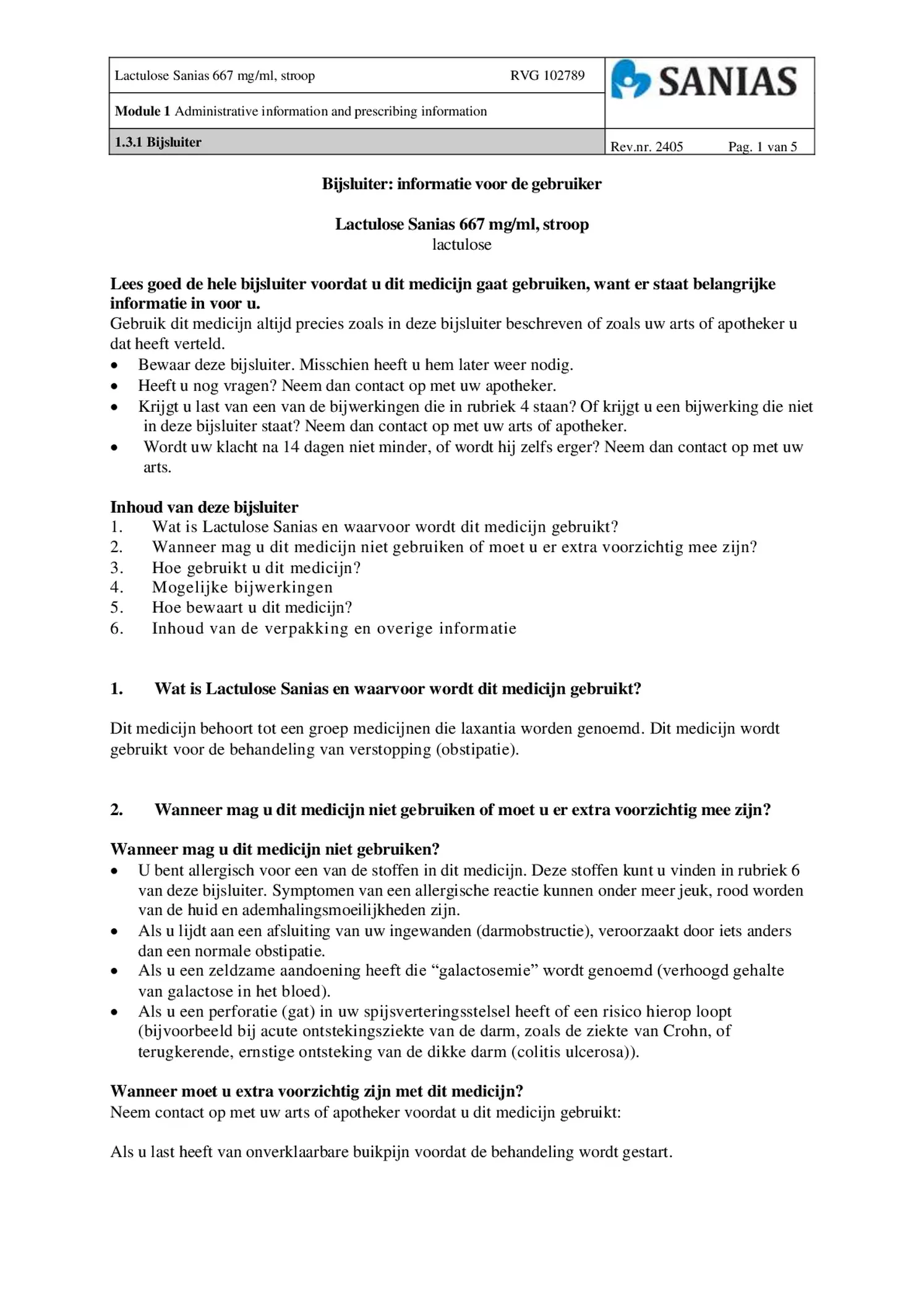 Lactulose Stroop 667mg afbeelding van document #1, bijsluiter