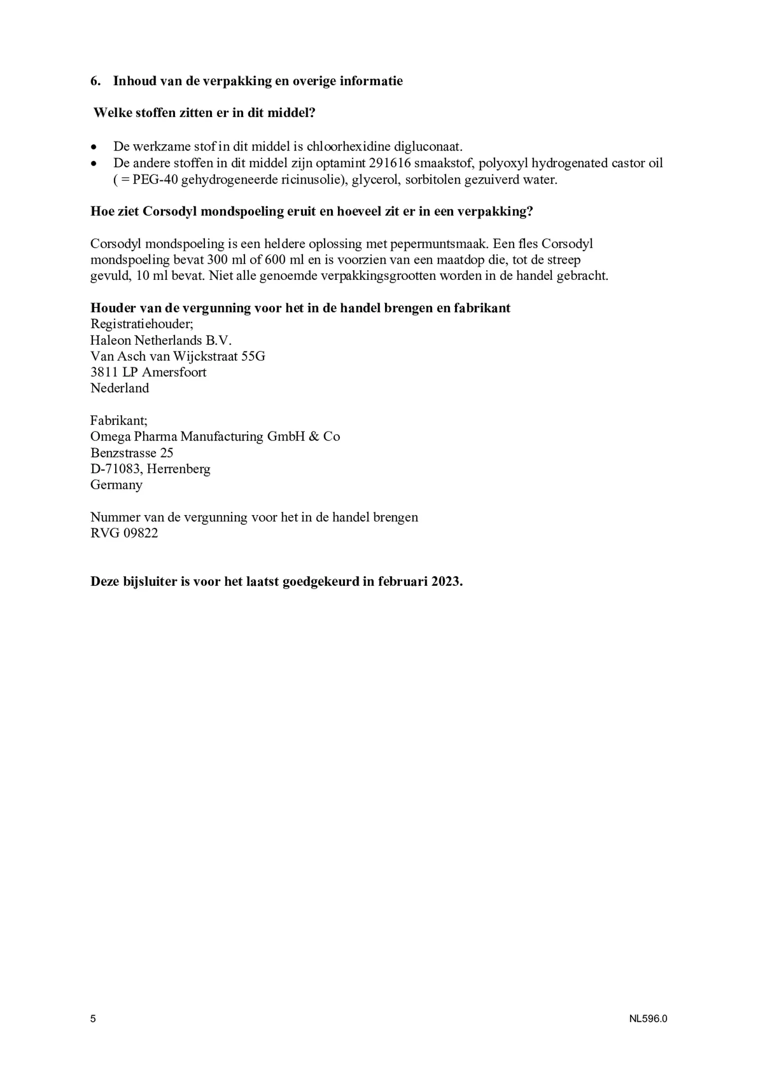 Mondspoeling - voor kortdurende  toepassing bij tandvleesontsteking afbeelding van document #5, bijsluiter