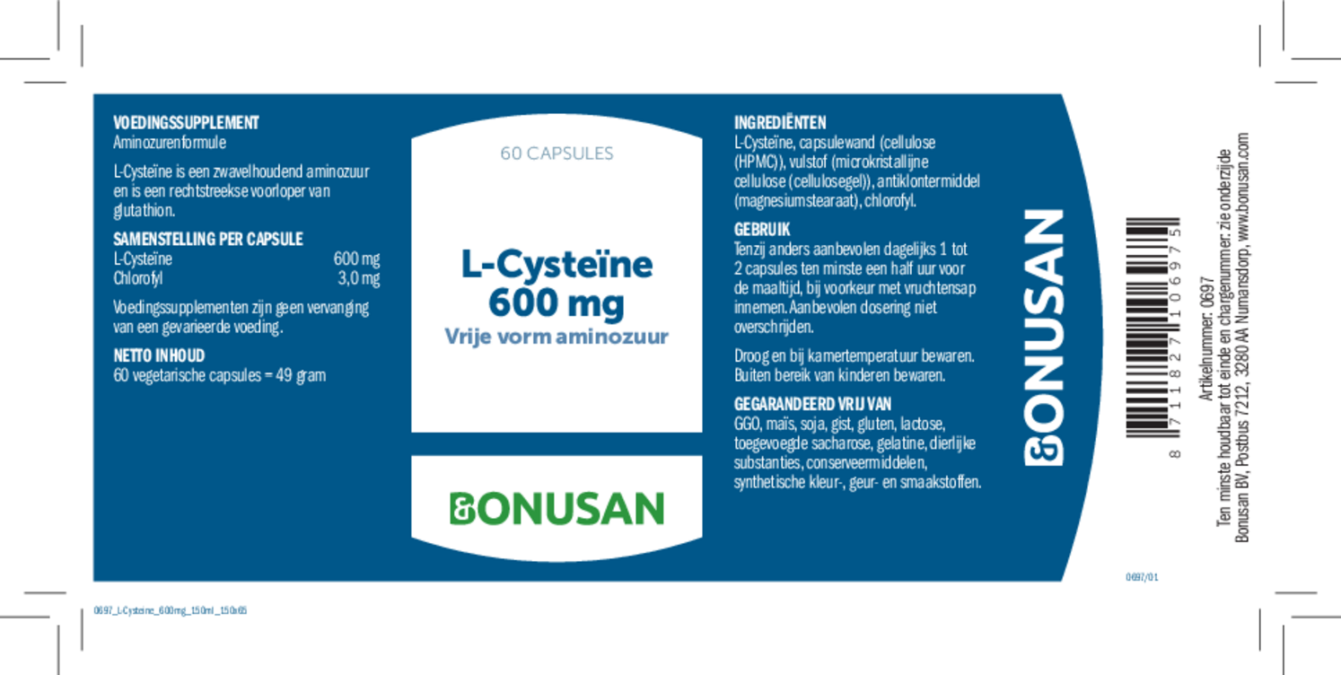 L-Cysteïne 600mg Capsules afbeelding van document #1, etiket