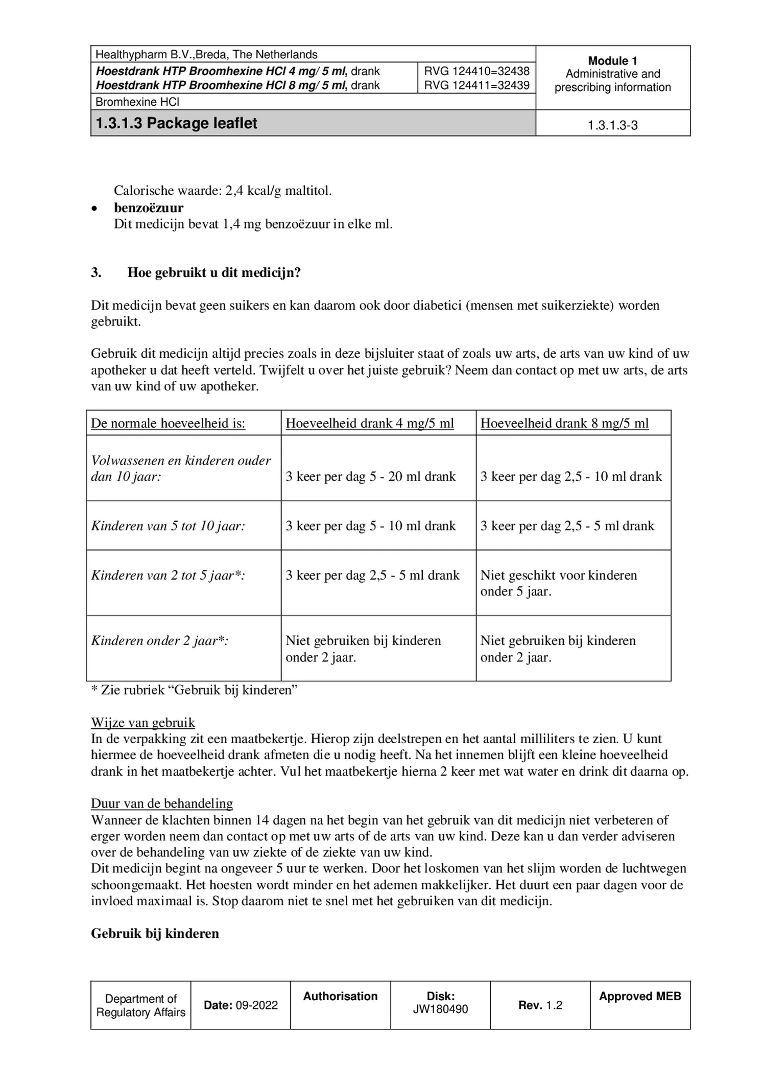Hoestdrank Broomhexine HCI 4mg/5ml afbeelding van document #3, bijsluiter