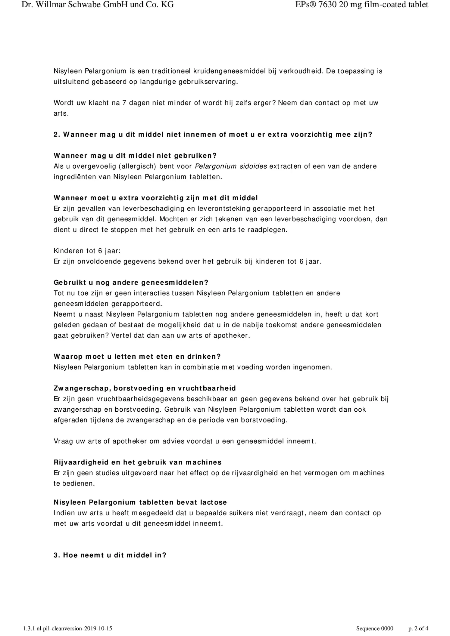 Nisyleen Pelargonium Tabletten afbeelding van document #2, bijsluiter