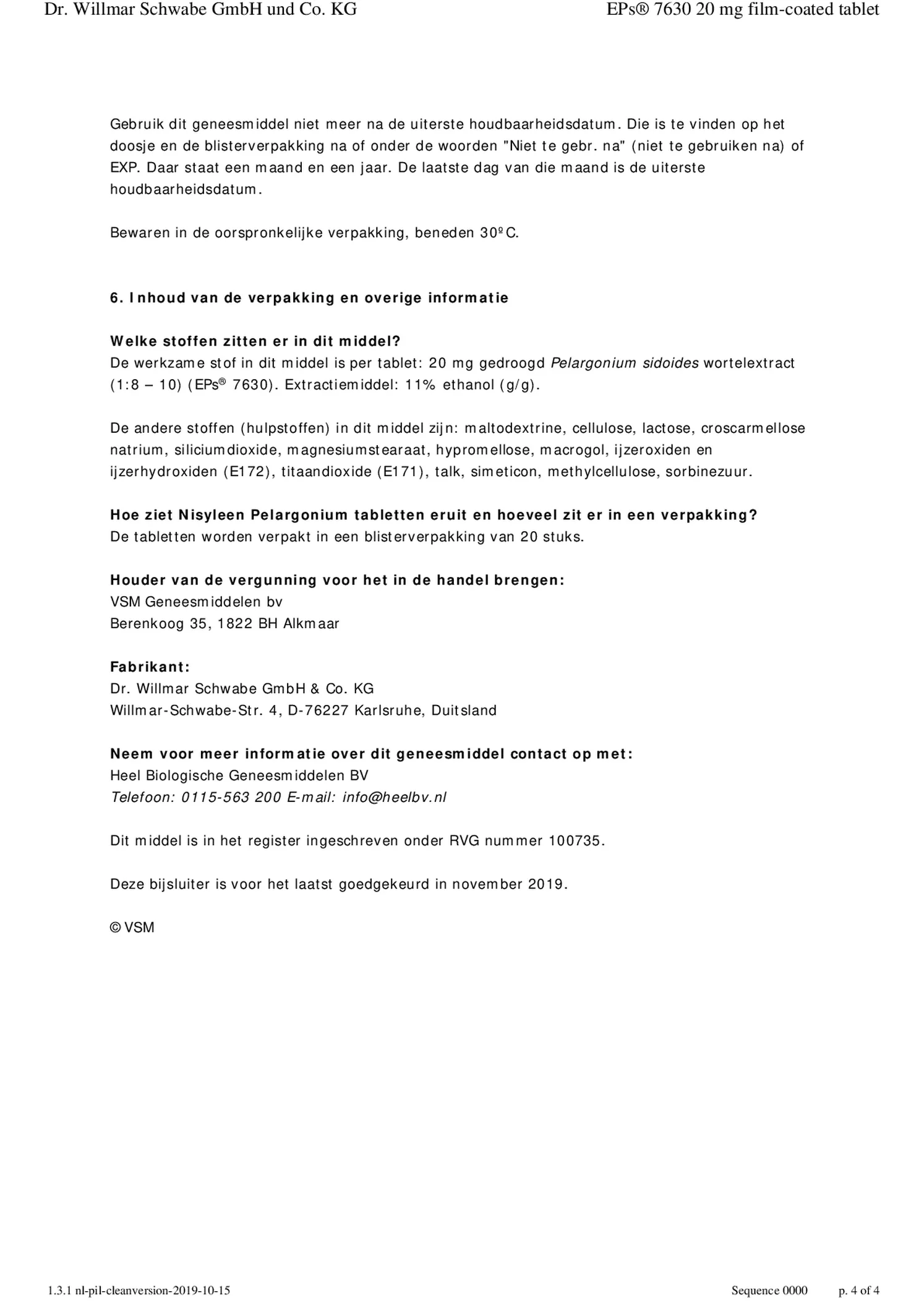 Nisyleen Pelargonium Tabletten afbeelding van document #4, bijsluiter