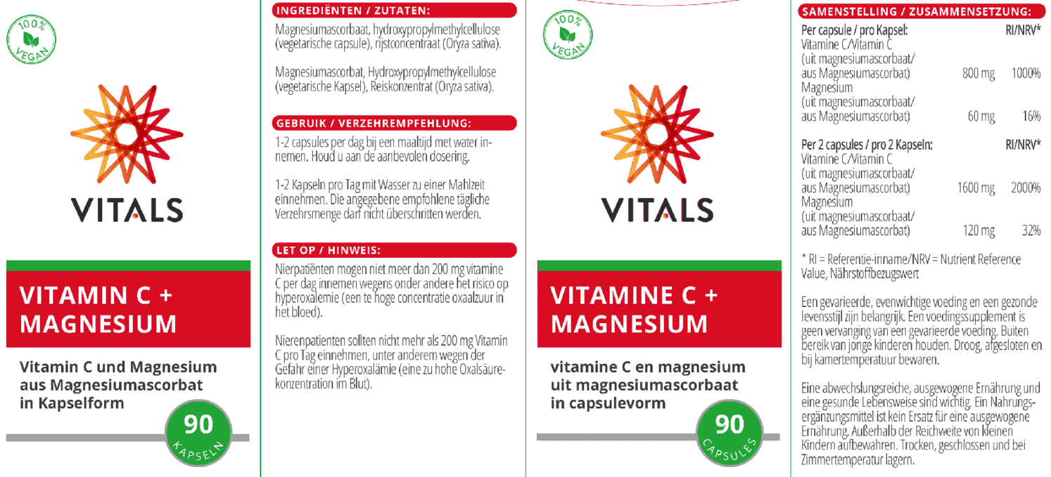 Vitamine C + Magnesium Capsules afbeelding van document #1, etiket
