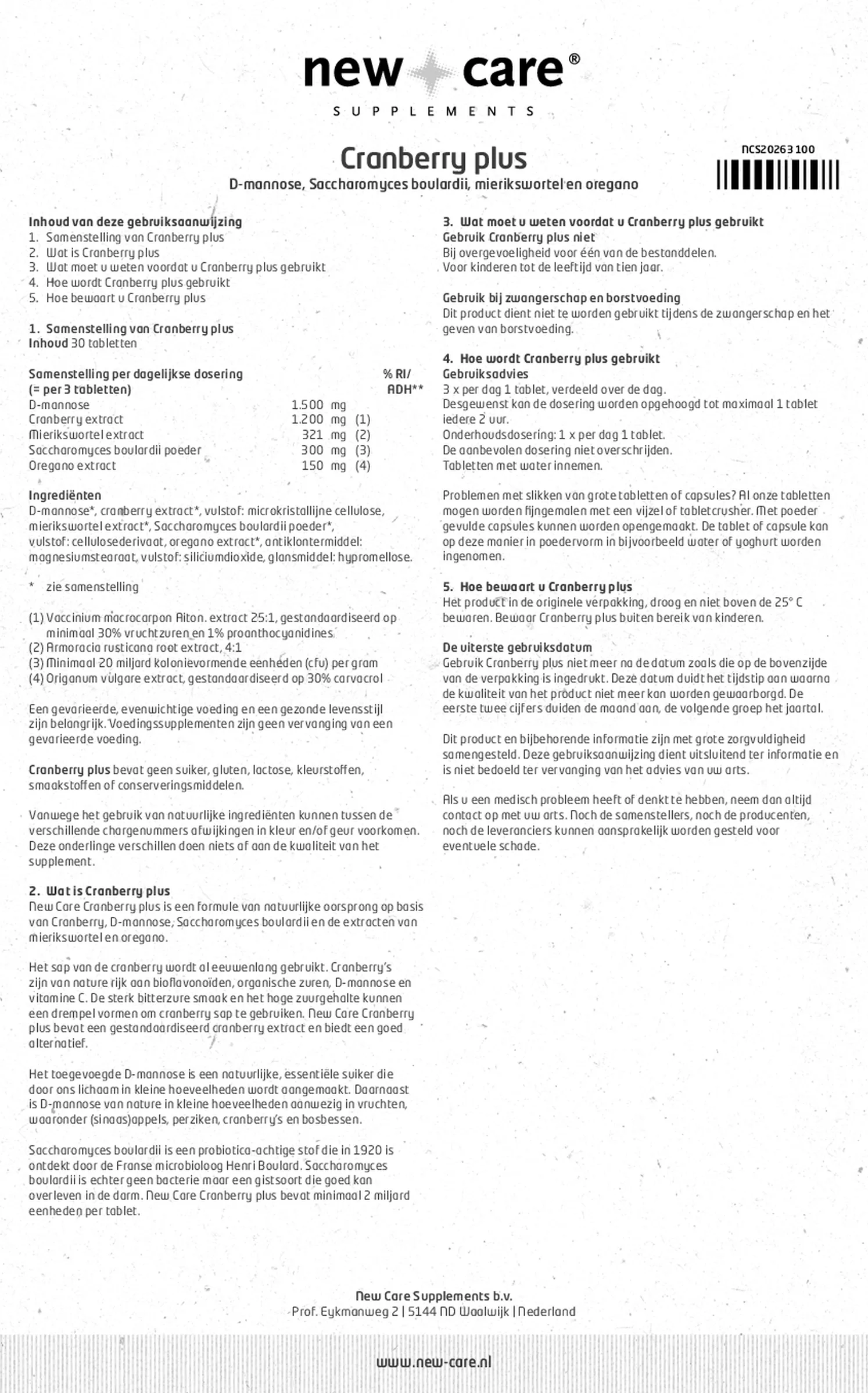 Cranberry Plus Tabletten afbeelding van document #1, gebruiksaanwijzing