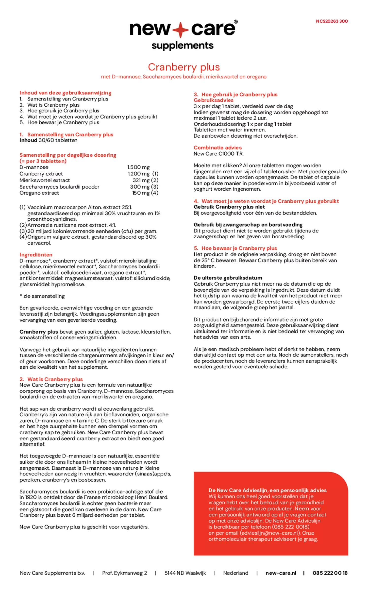 Cranberry Plus Tabletten afbeelding van document #2, gebruiksaanwijzing