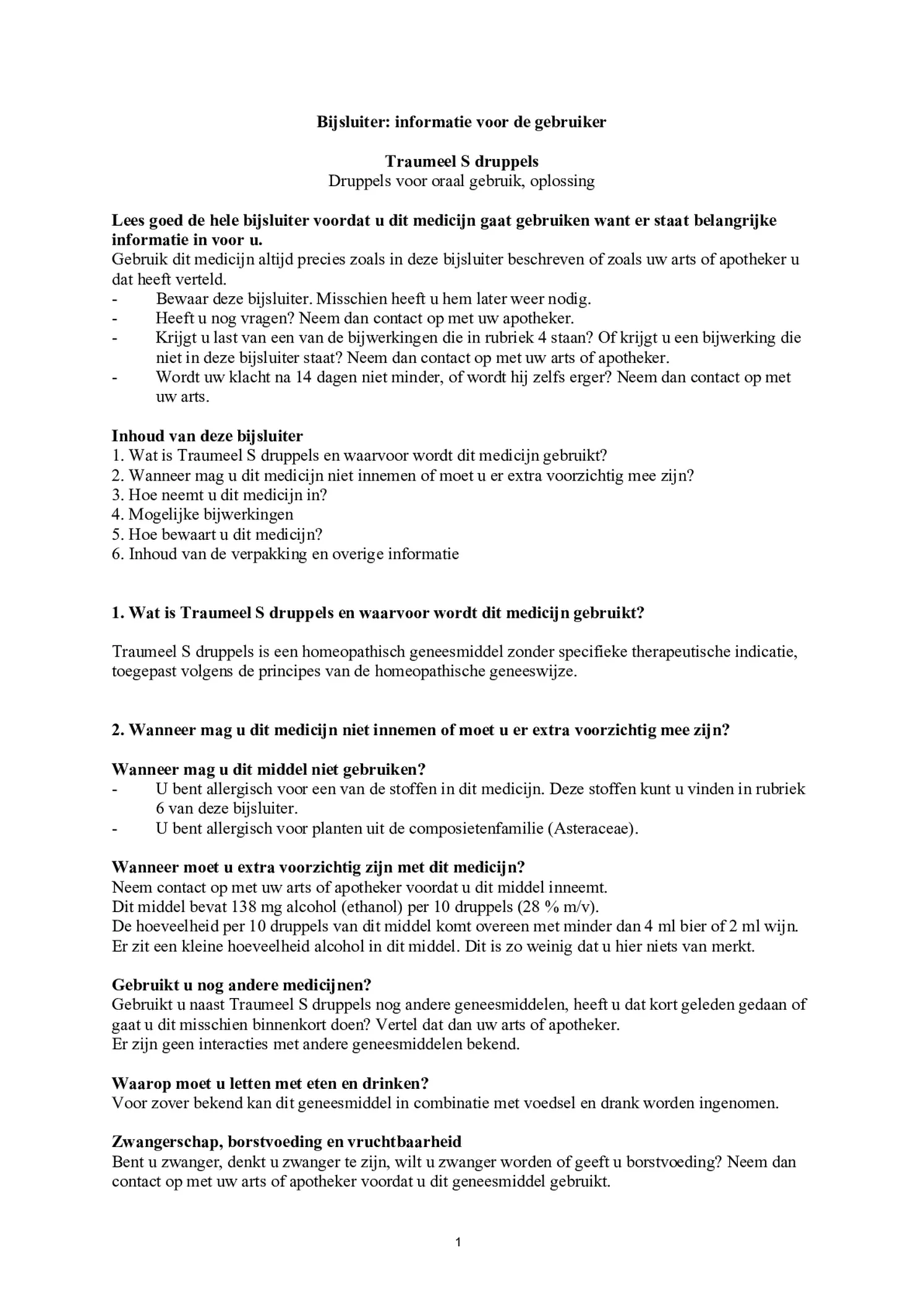 Traumeel S Druppels afbeelding van document #1, bijsluiter