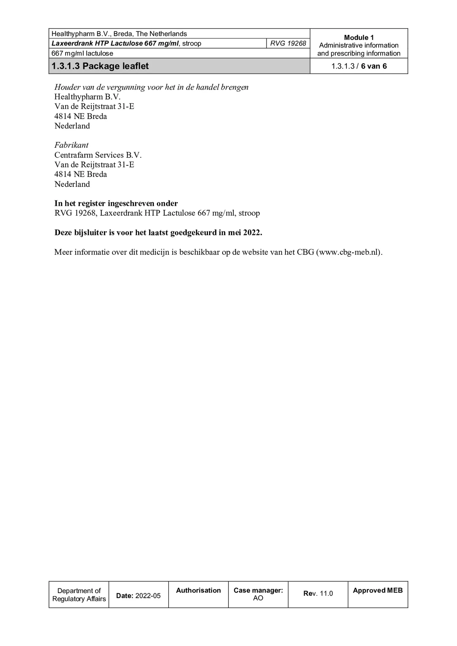 Laxeerdrank Lactulose afbeelding van document #12, bijsluiter