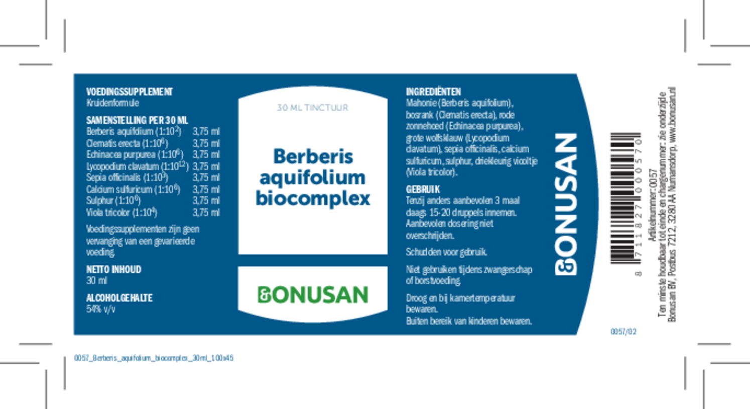 Berberis Aquifolium Biocomplex afbeelding van document #1, etiket