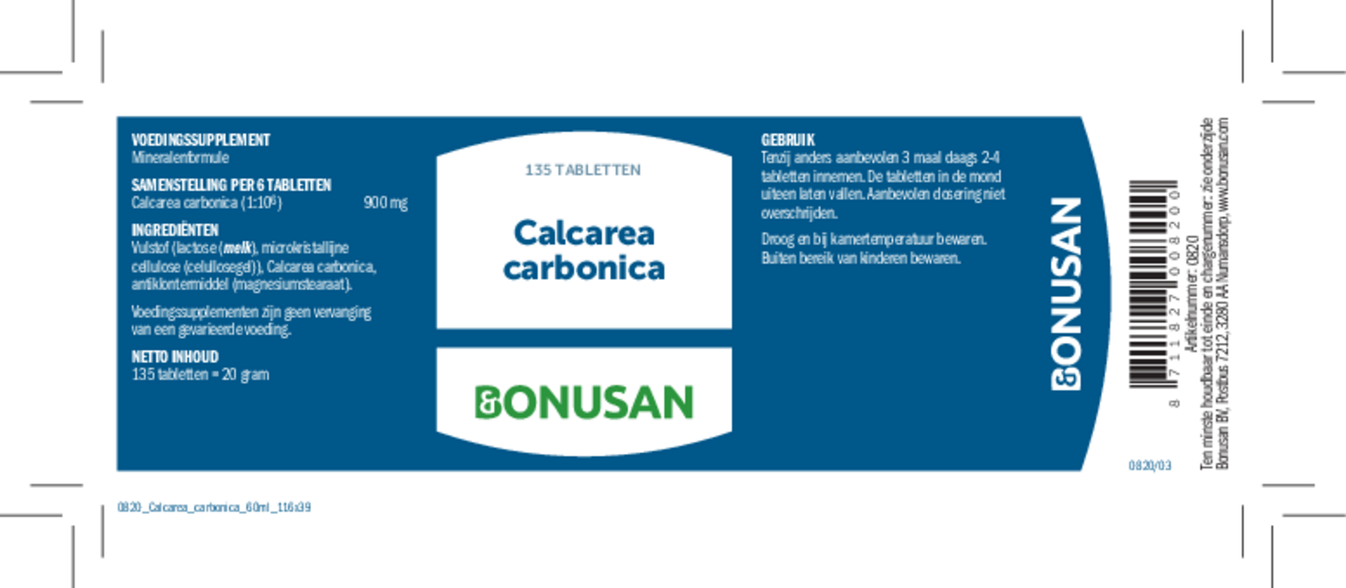Calcarea Carbonica Tabletten afbeelding van document #1, etiket