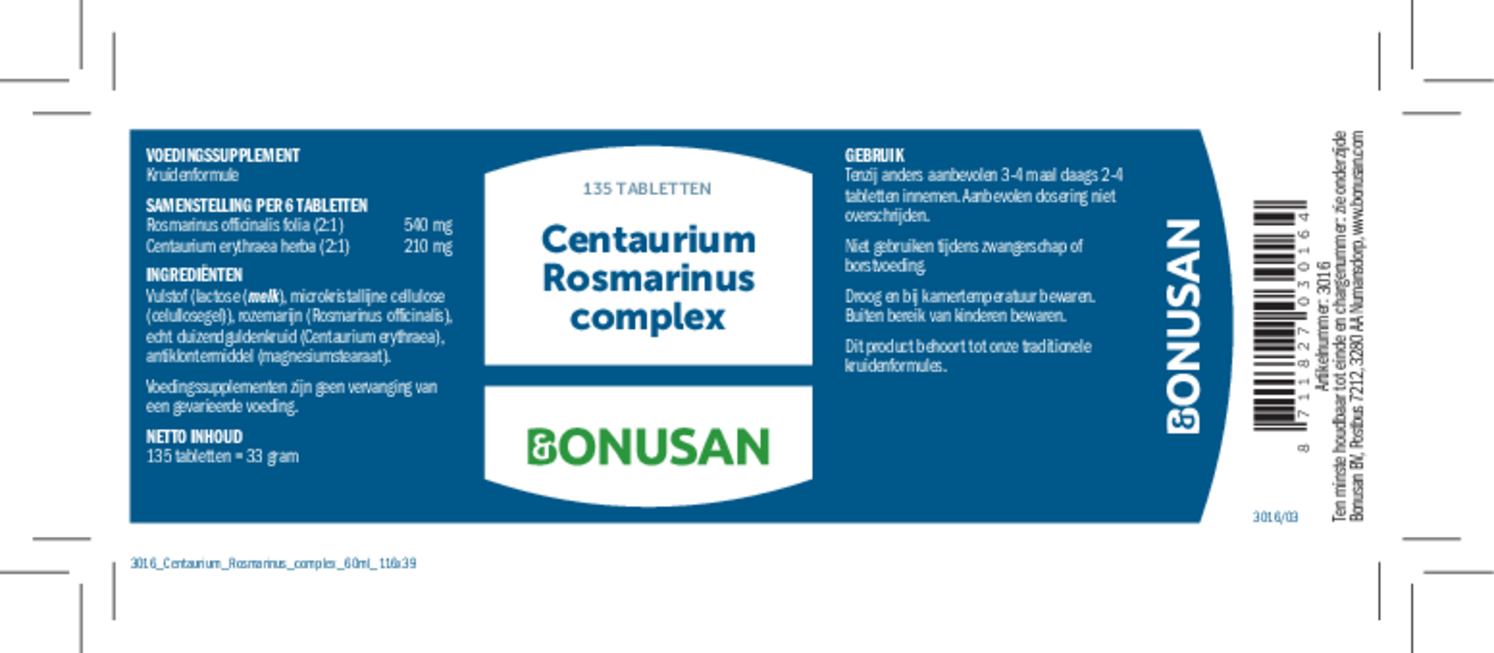 Centaurium Rosmarinus Complex Tabletten afbeelding van document #1, etiket