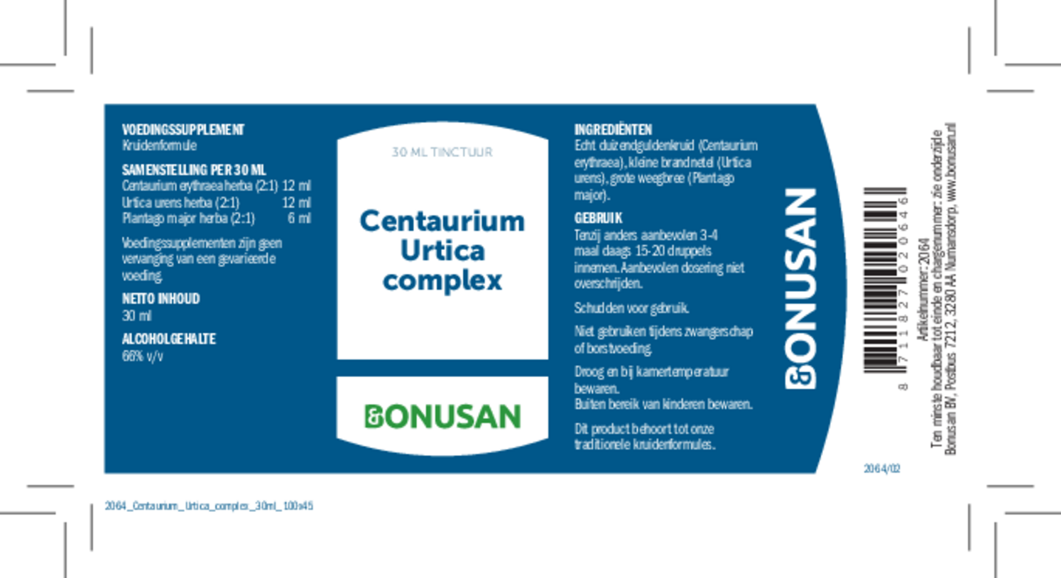 Centaurium Urtica Complex Tinctuur afbeelding van document #1, etiket