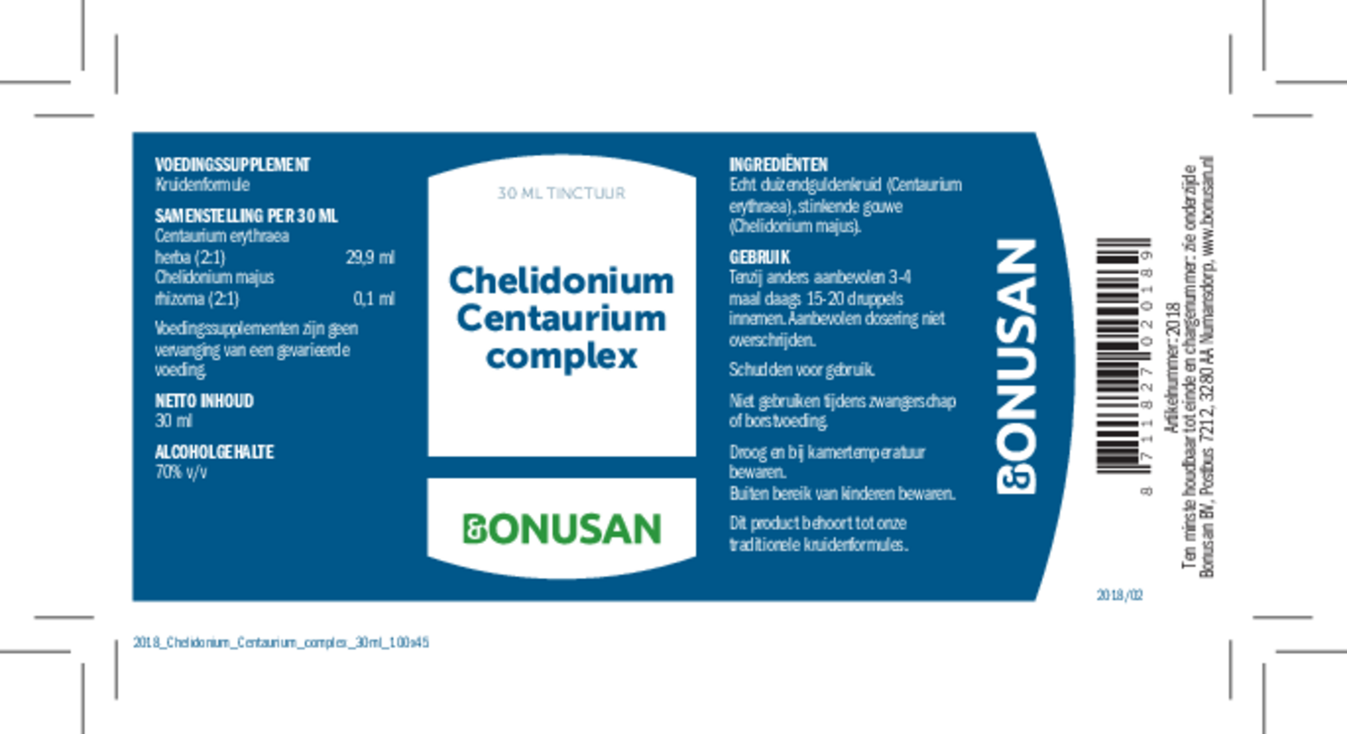 Chelidonium Centaurium Complex Tinctuur afbeelding van document #1, etiket