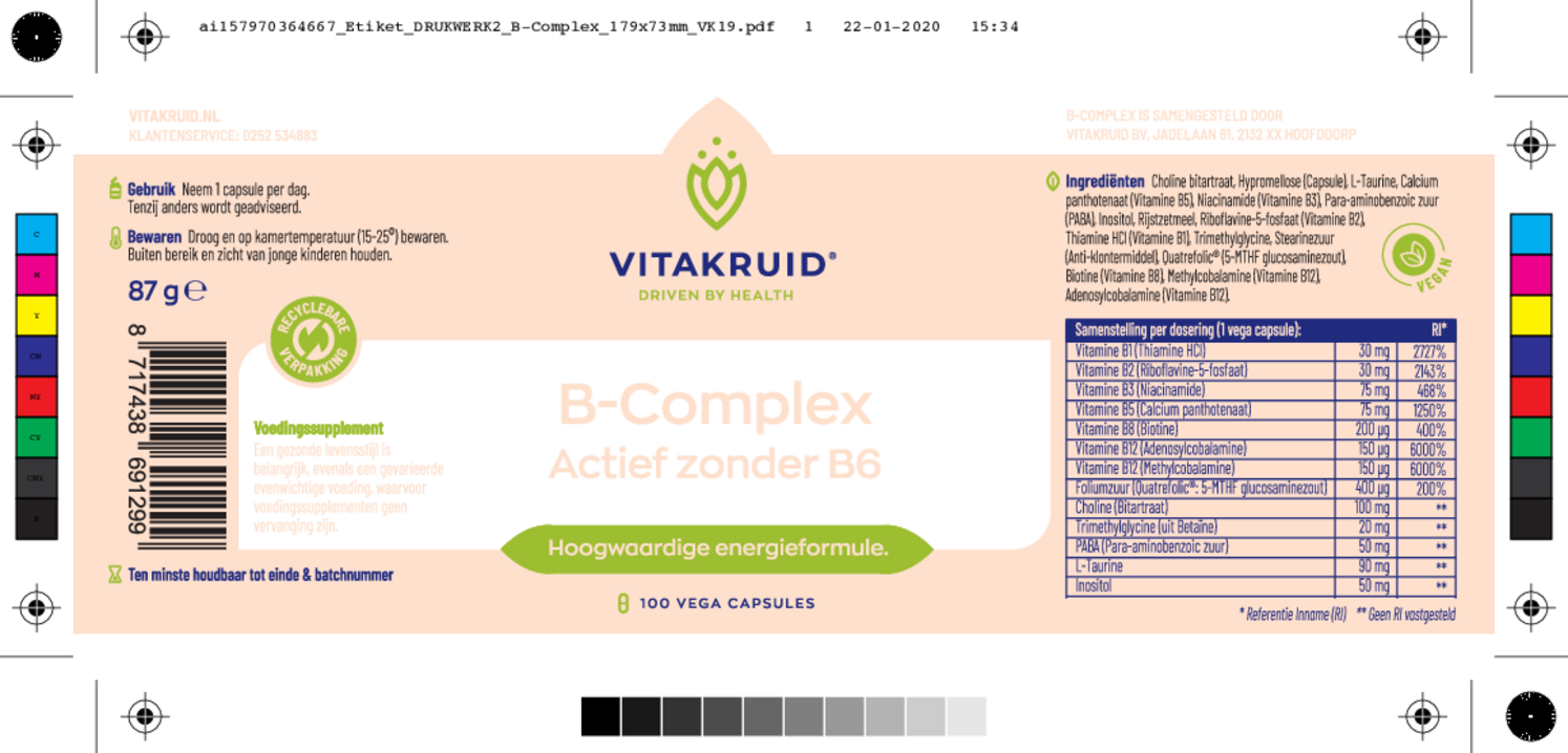 B-Complex Actief zonder B6 Capsules afbeelding van document #1, etiket