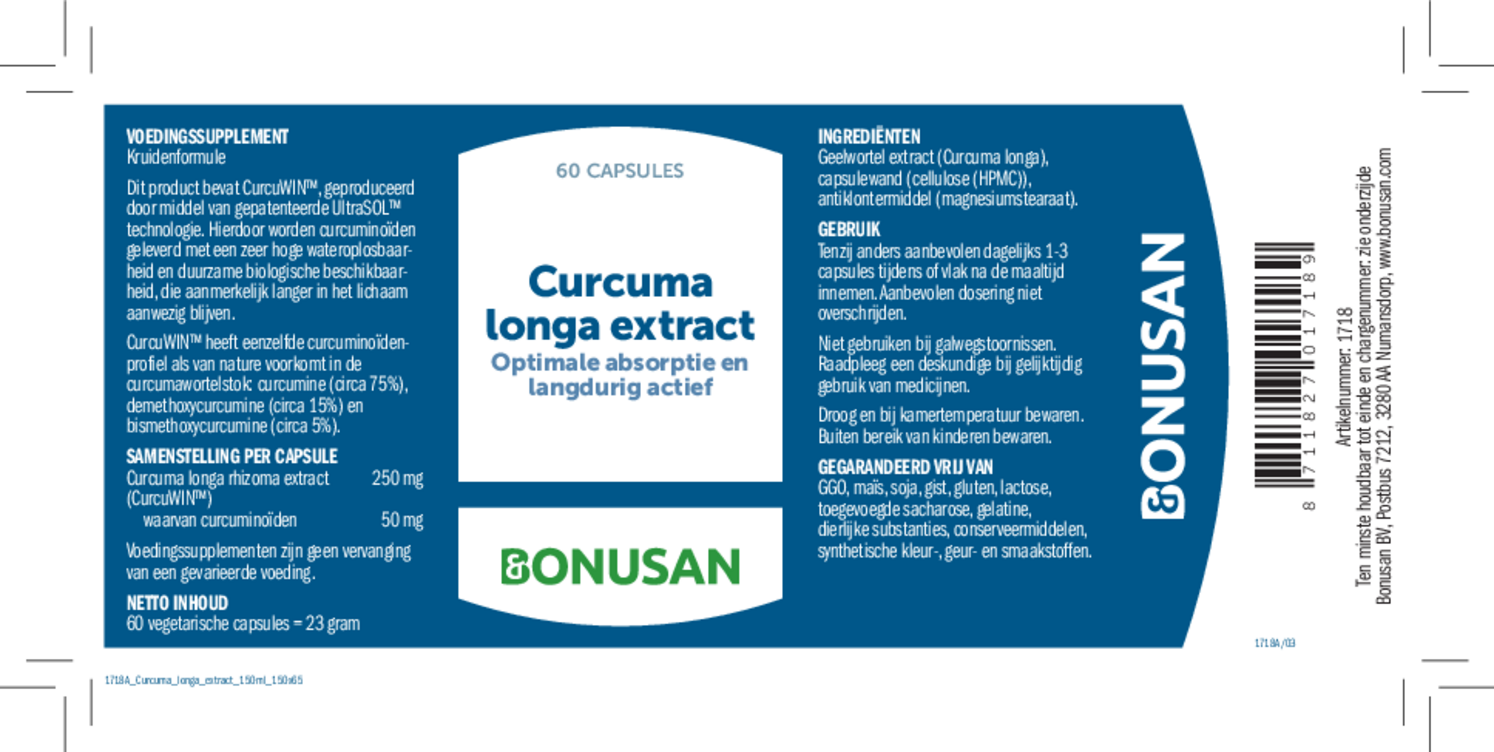 Curcuma Longa Extract Capsules afbeelding van document #1, etiket