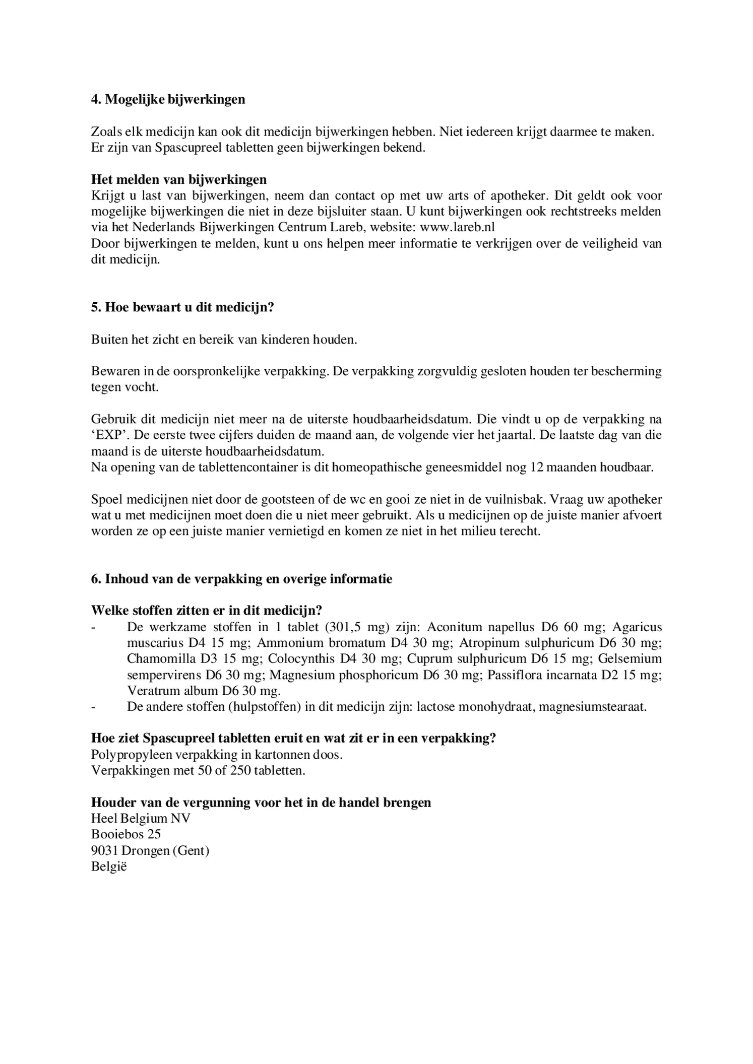 Spascupreel H Tabletten afbeelding van document #3, bijsluiter