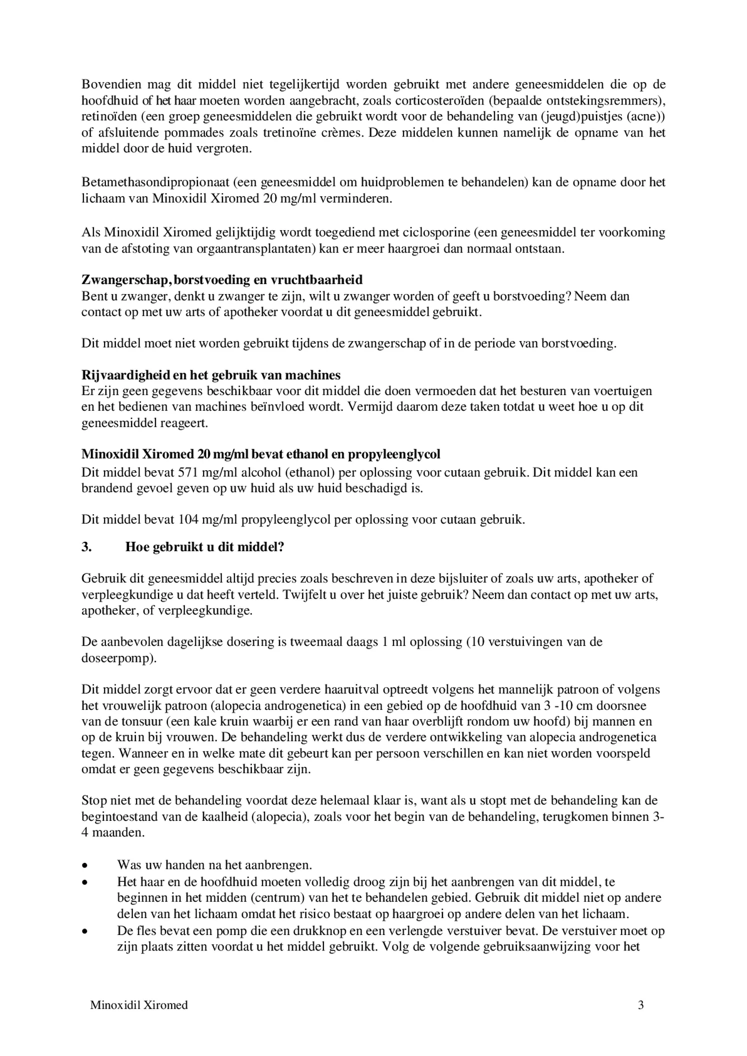 Minoxidil 20mg/ml Oplossing voor Cutaan Gebruik afbeelding van document #3, bijsluiter