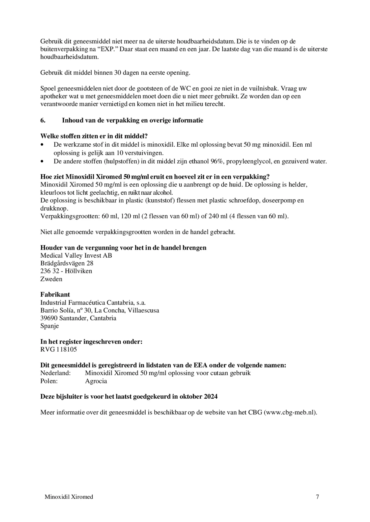 Minoxidil 50mg/ml Oplossing voor Cutaan Gebruik afbeelding van document #7, bijsluiter