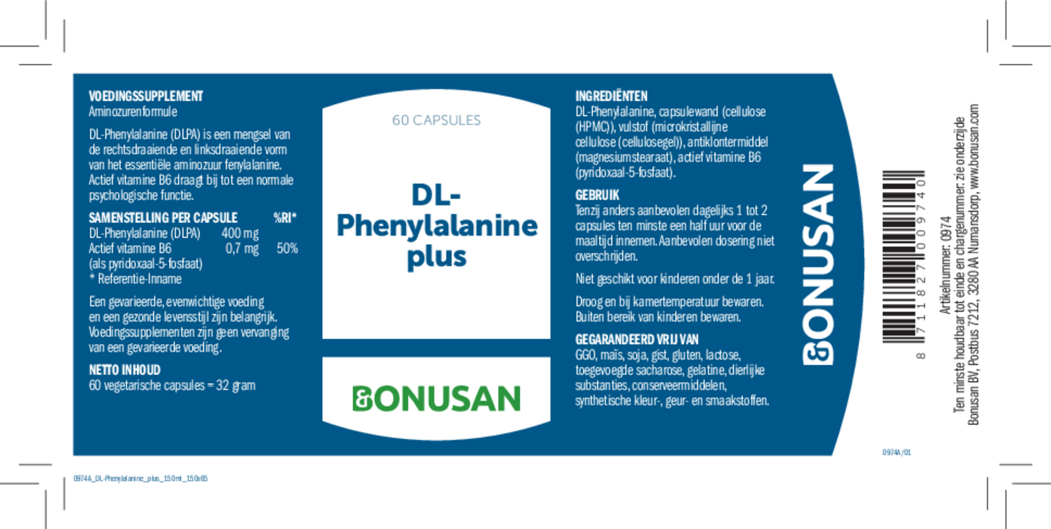 DL-Phenylalanine Plus Capsules afbeelding van document #1, etiket