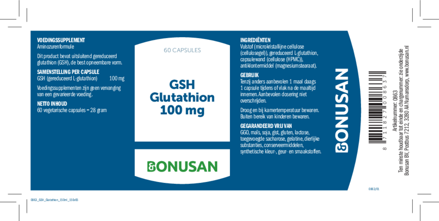 GSH Glutathion 100mg Capsules afbeelding van document #1, etiket
