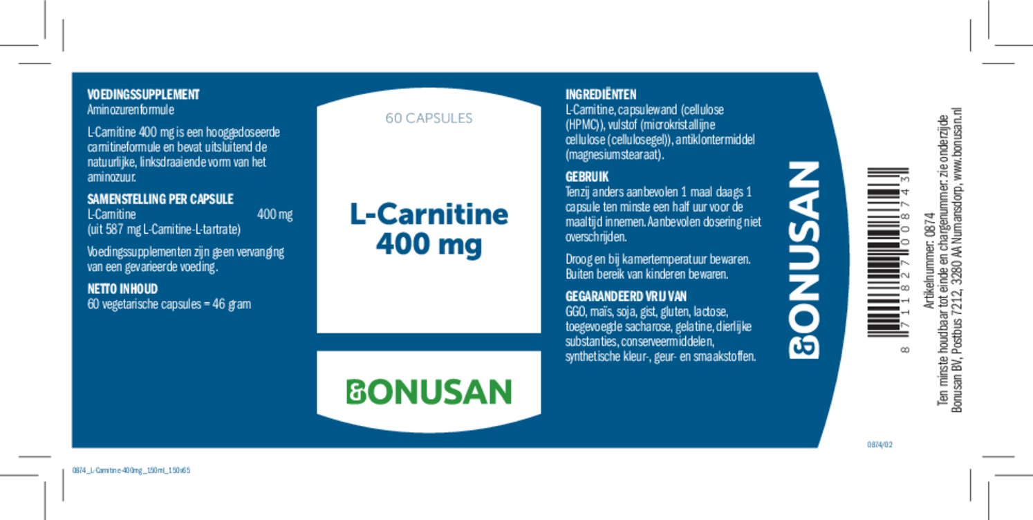 L-Carnitine 400mg Capsules afbeelding van document #1, etiket