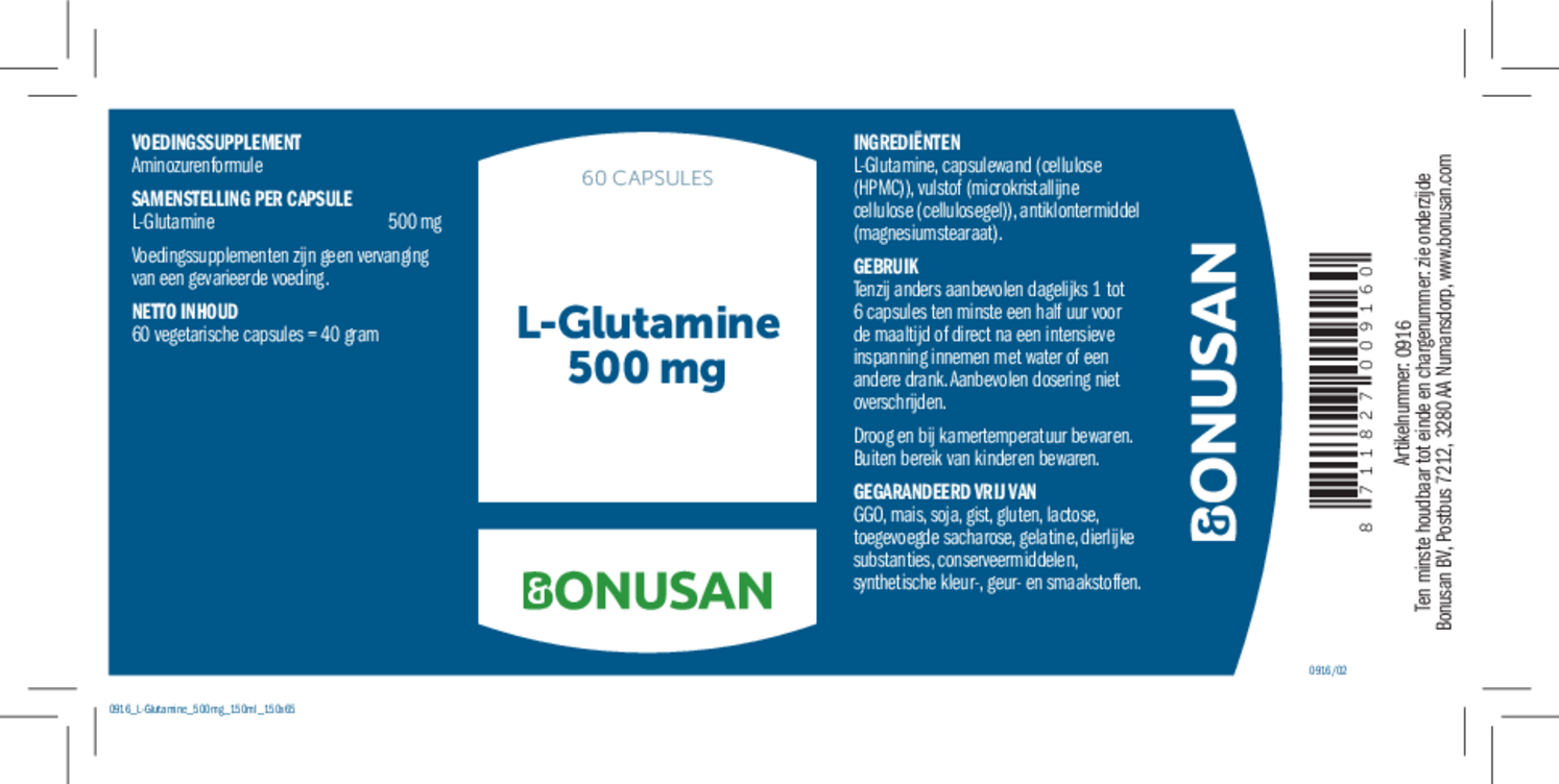 L-Glutamine 500mg Capsules afbeelding van document #1, etiket
