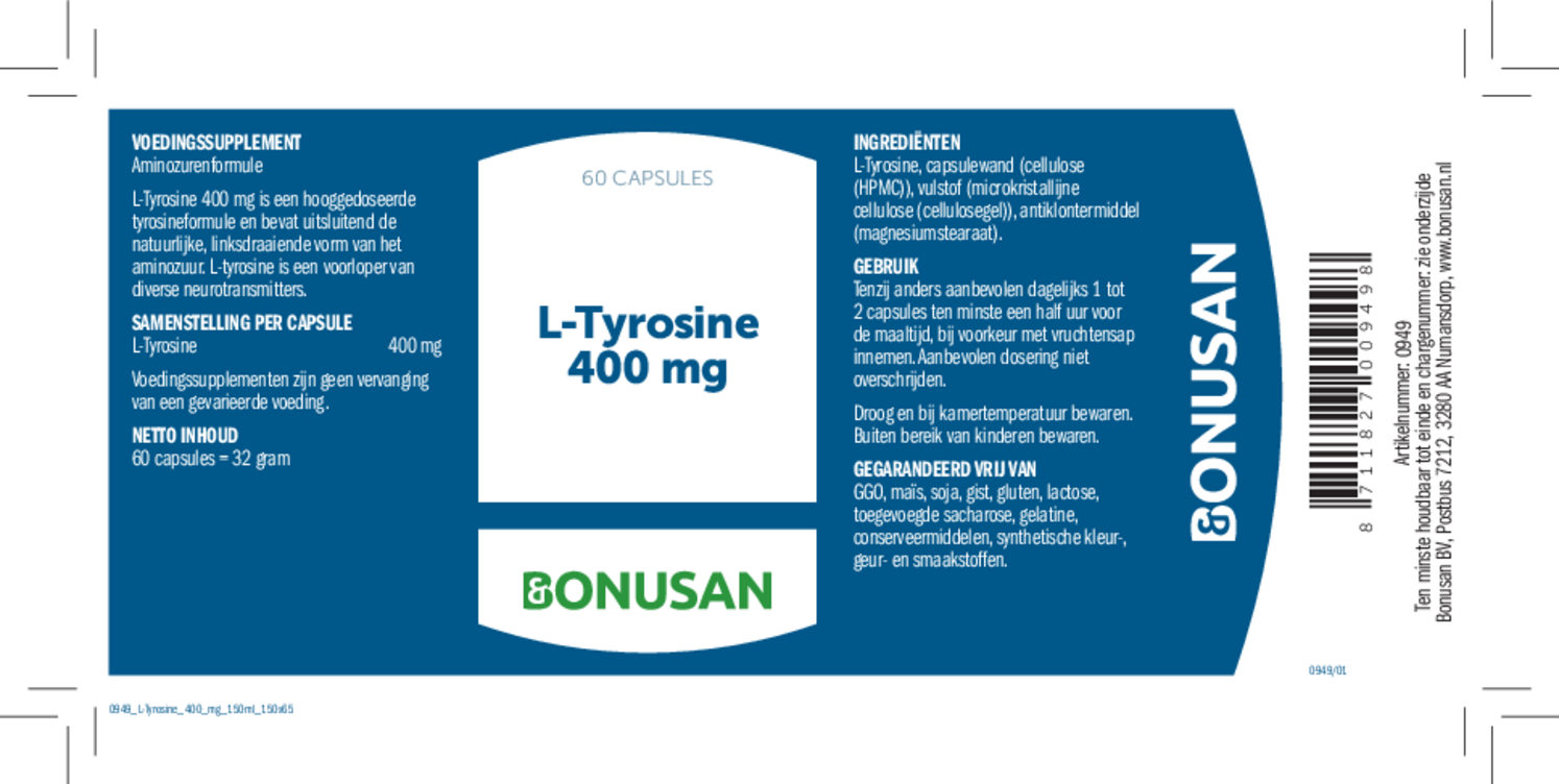 L-Tyrosine 400 mg Capsules afbeelding van document #1, etiket