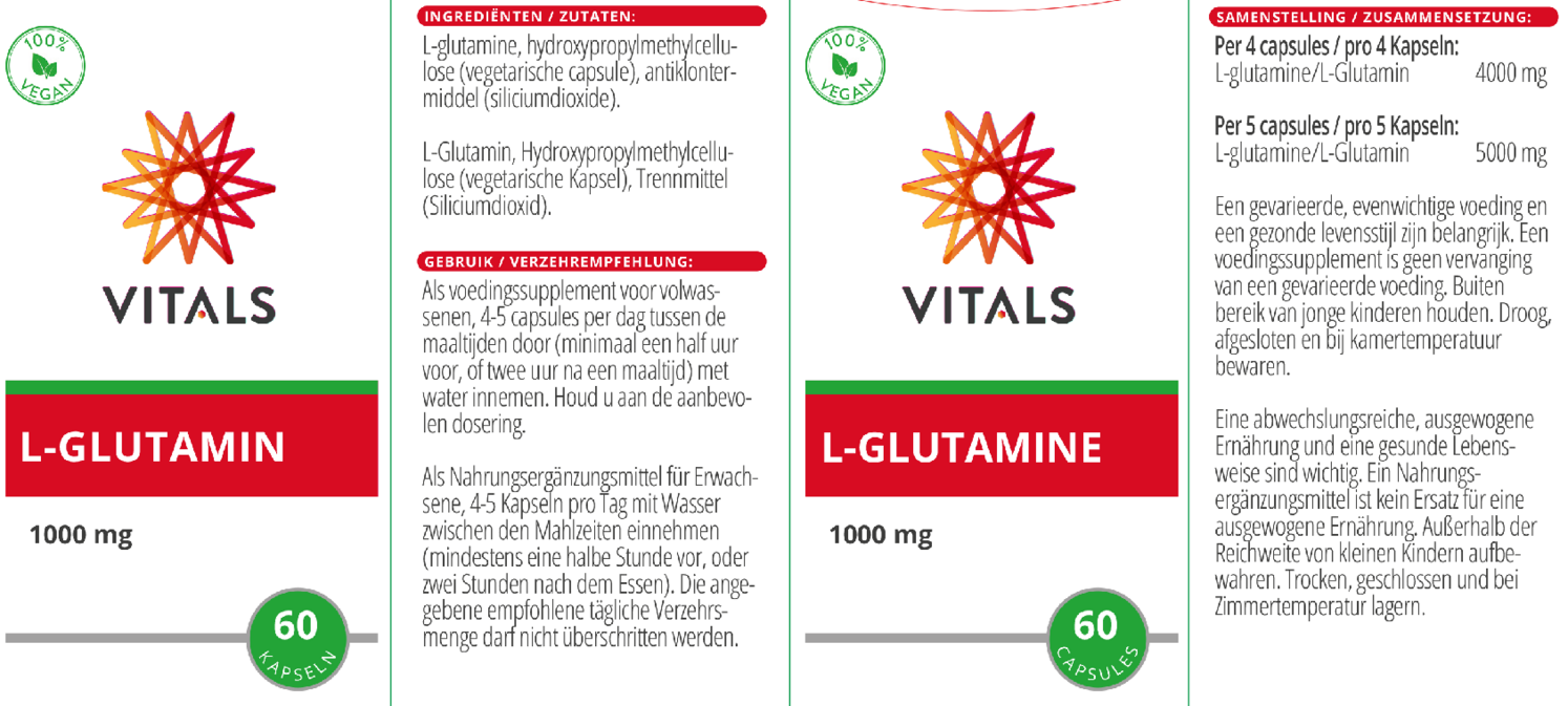 L-Glutamine 1000 mg Capsules afbeelding van document #1, etiket