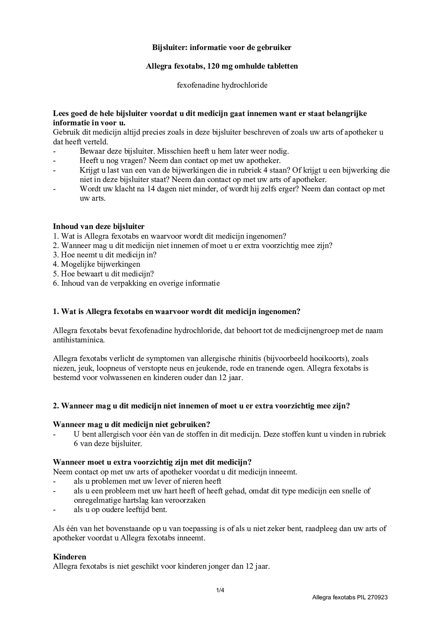 Fexotabs 120mg Tabletten afbeelding van document #1, bijsluiter