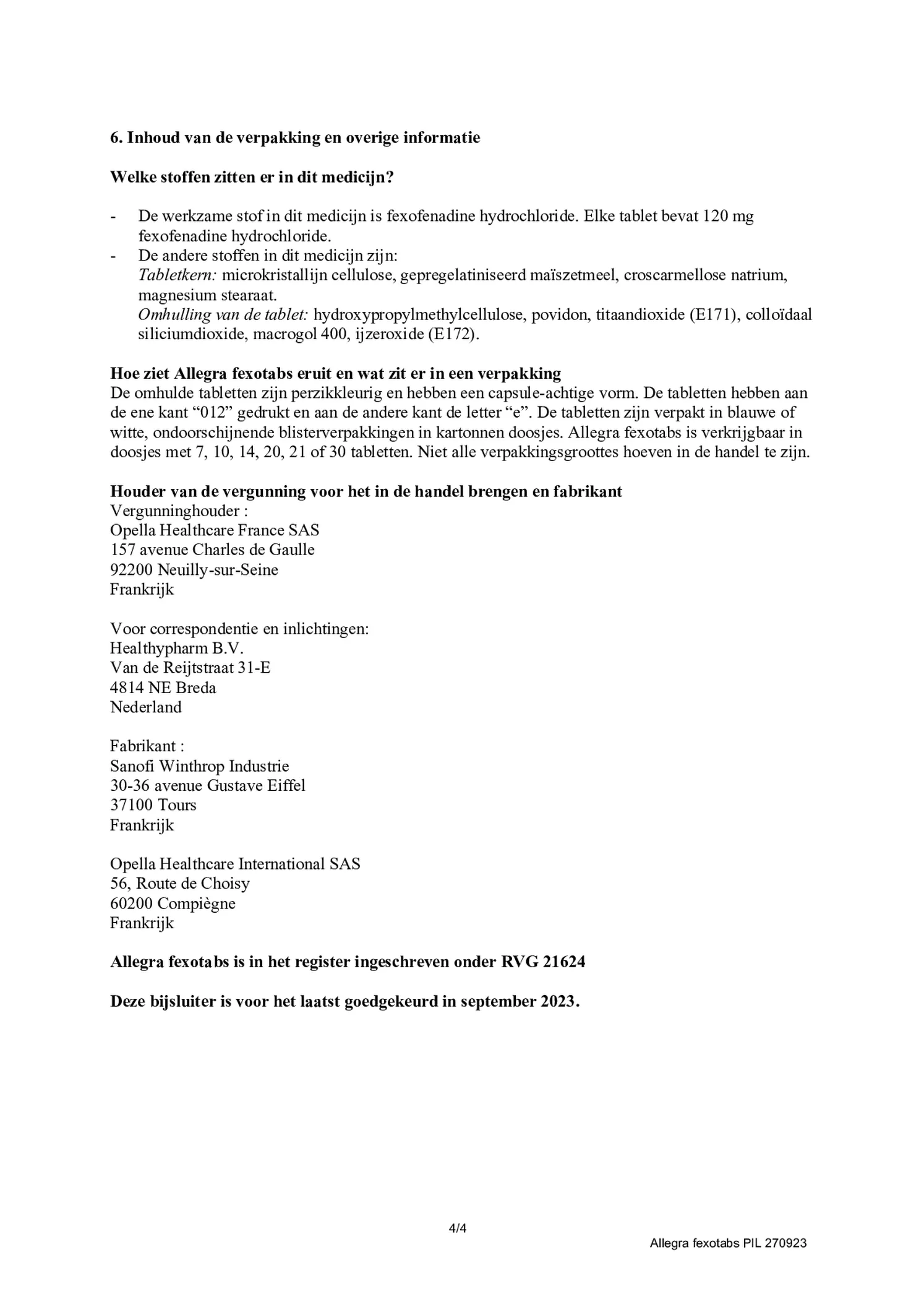 Fexotabs 120mg Tabletten afbeelding van document #4, bijsluiter