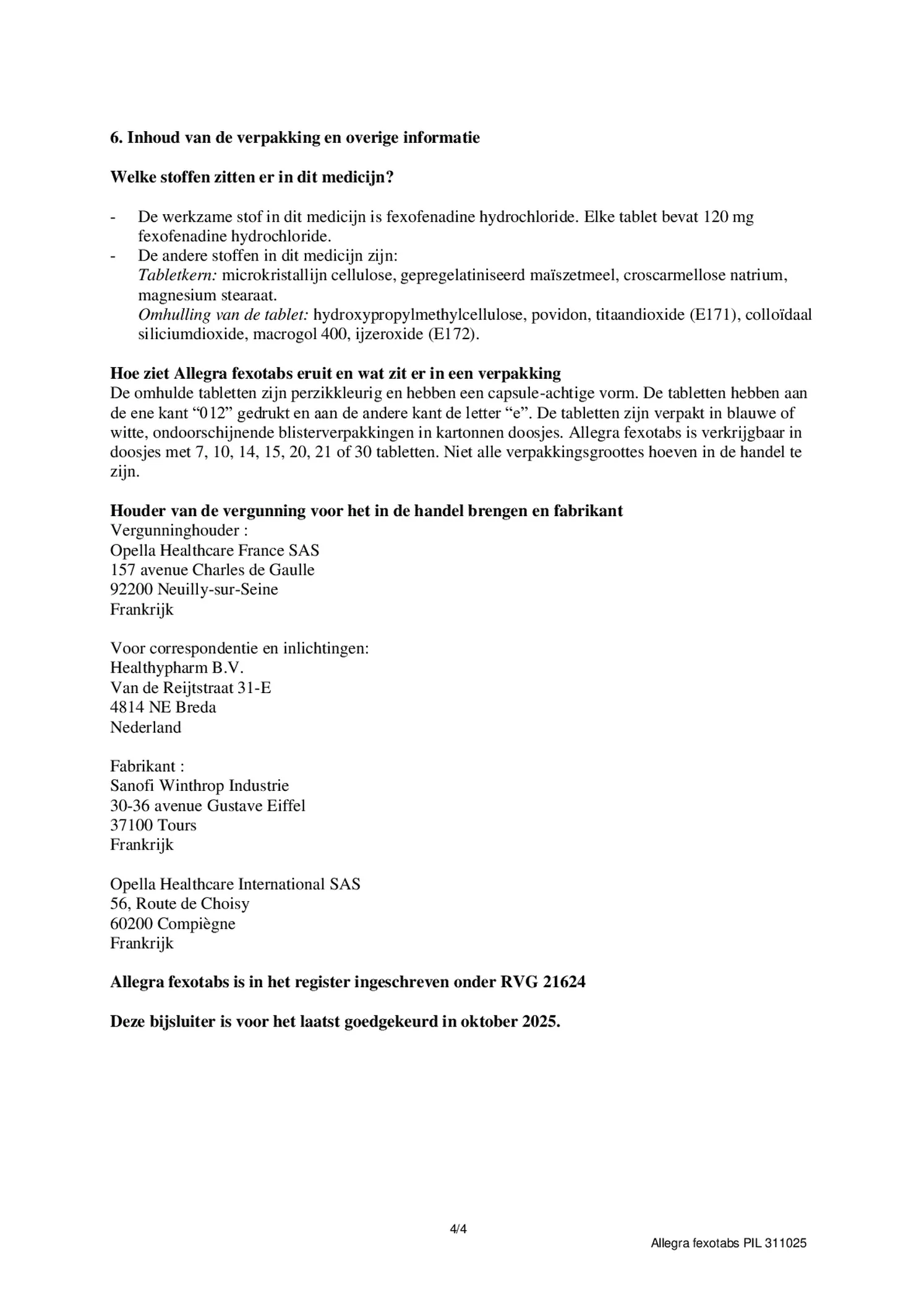 Fexotabs 120mg Tabletten afbeelding van document #4, bijsluiter
