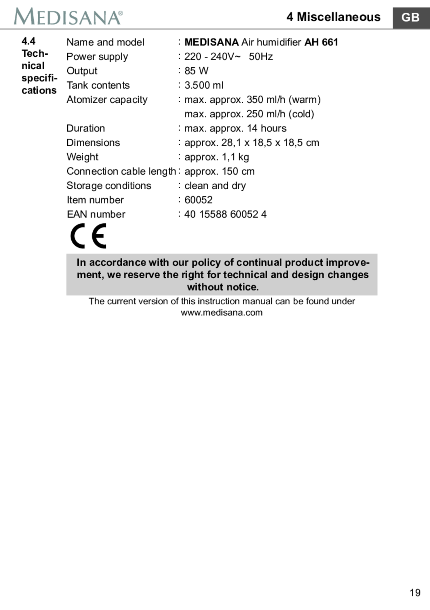 AH 661 Luchtbevochtiger afbeelding van document #25, gebruiksaanwijzing