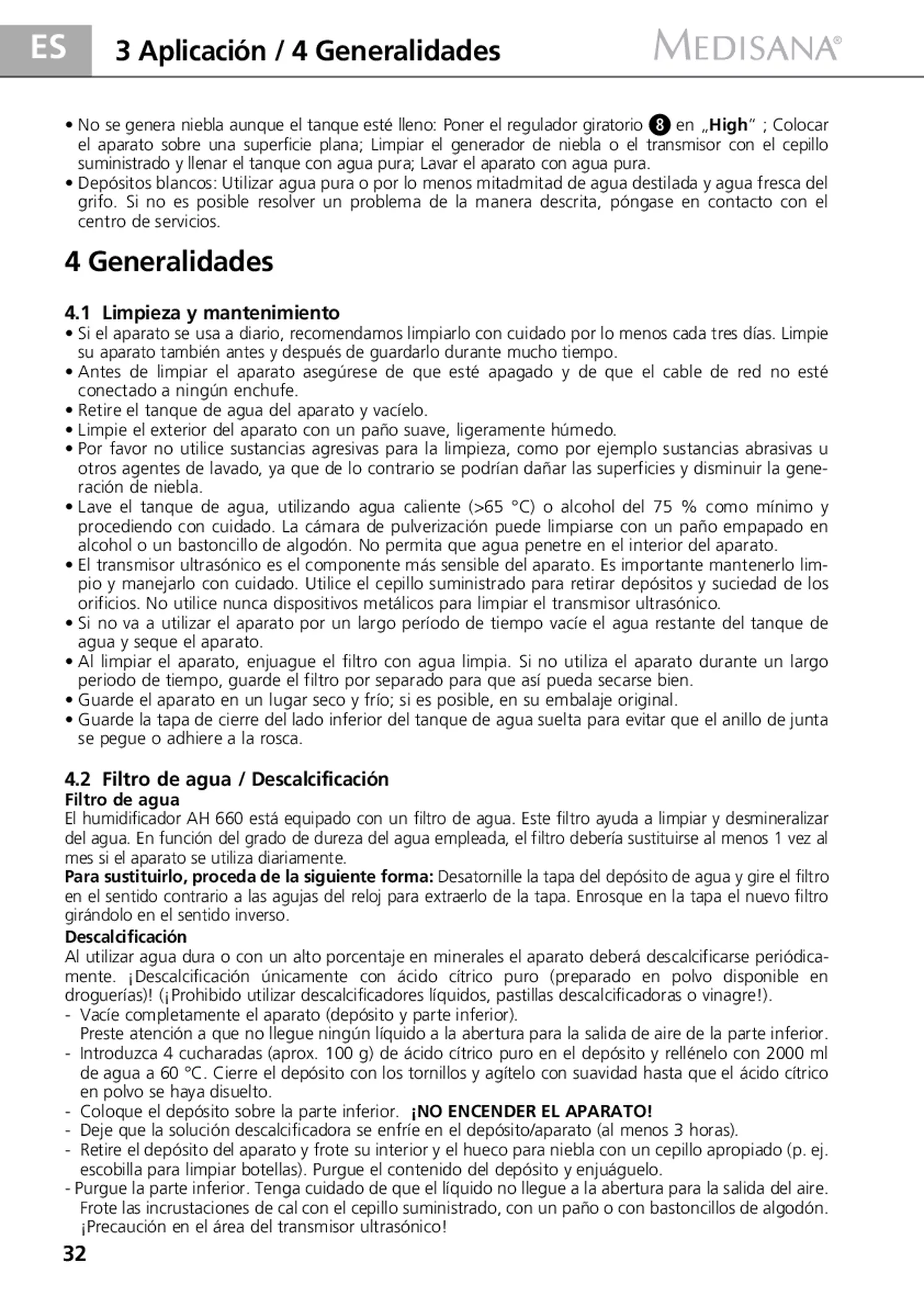 AH 660 Luchtbevochtiger afbeelding van document #32, gebruiksaanwijzing