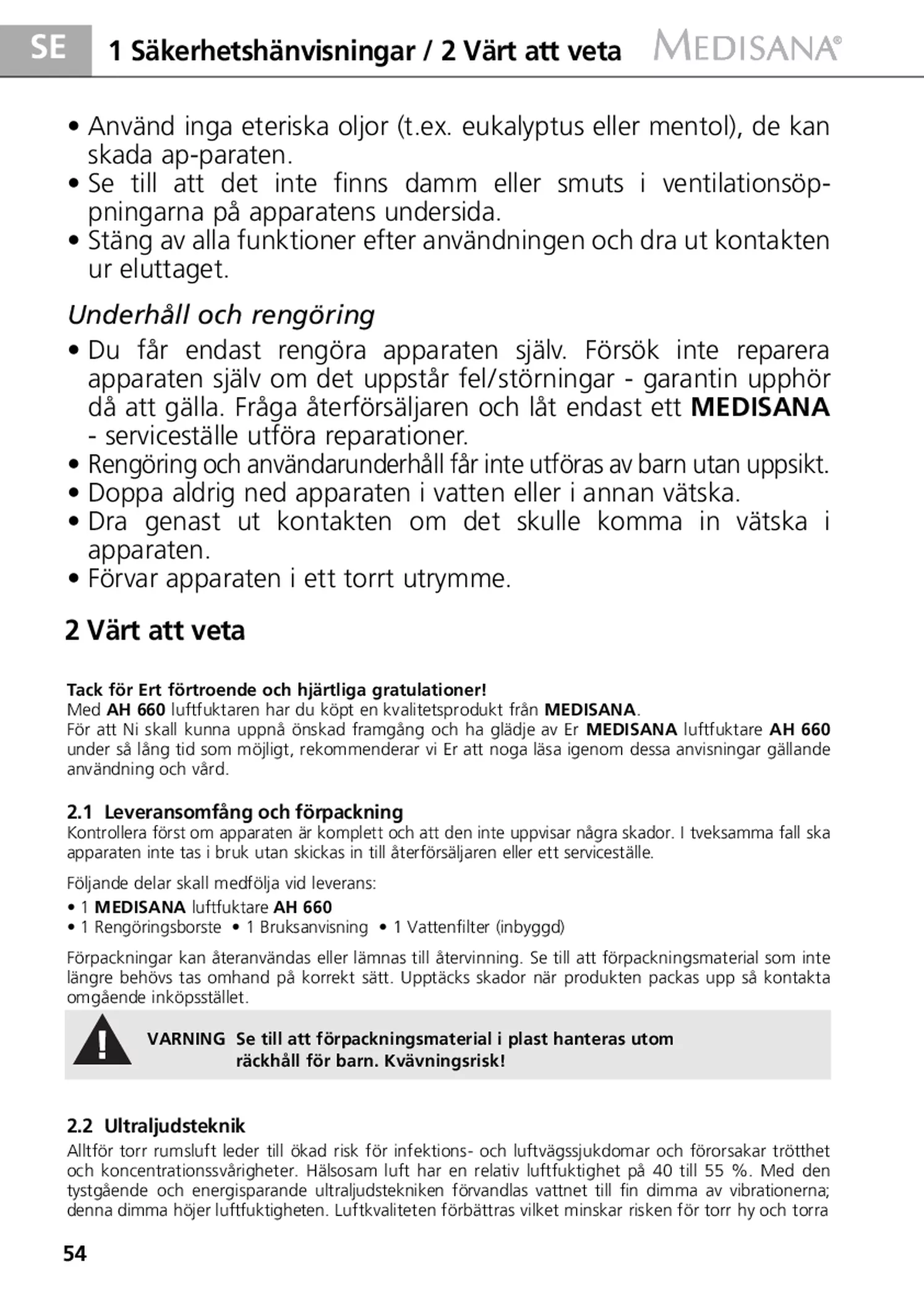 AH 660 Luchtbevochtiger afbeelding van document #54, gebruiksaanwijzing