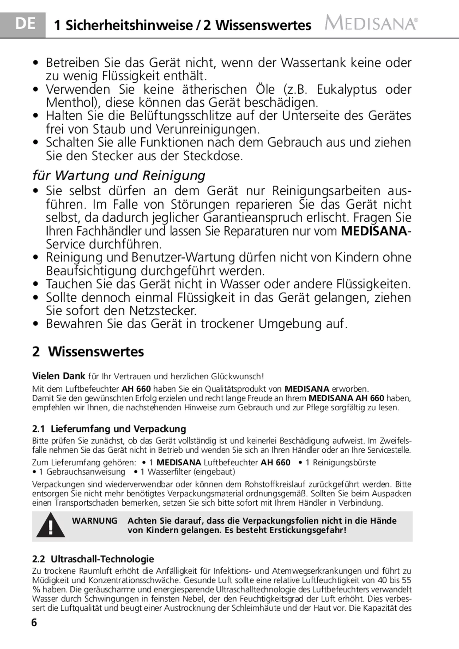 AH 660 Luchtbevochtiger afbeelding van document #6, gebruiksaanwijzing