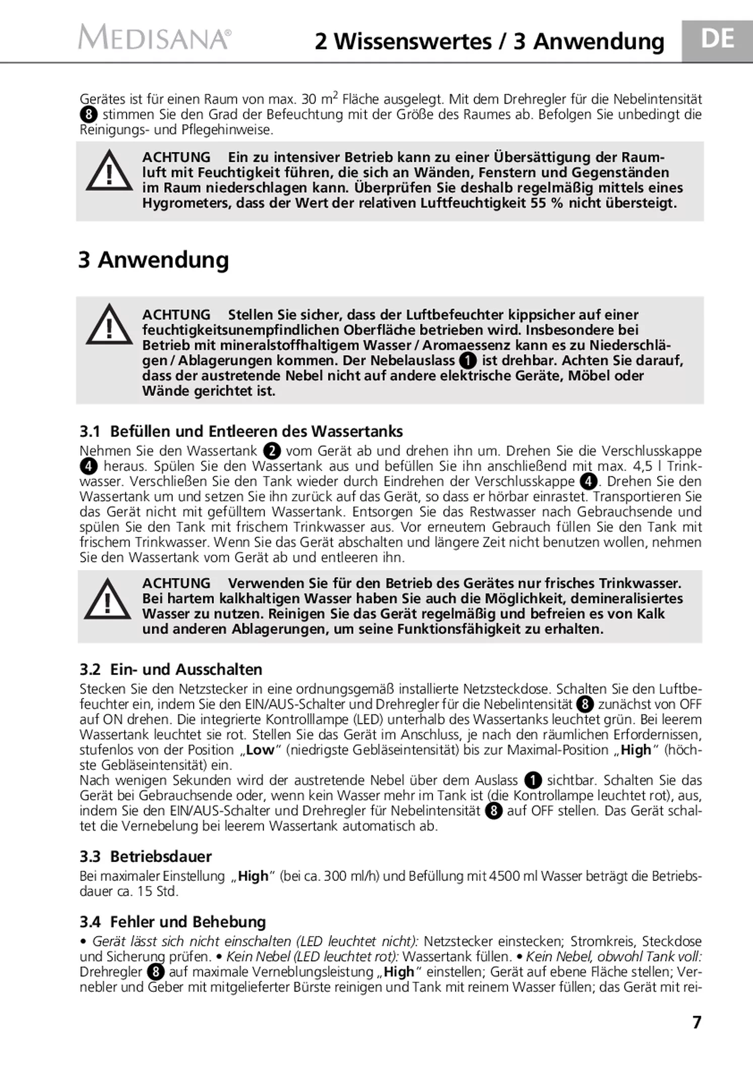 AH 660 Luchtbevochtiger afbeelding van document #7, gebruiksaanwijzing