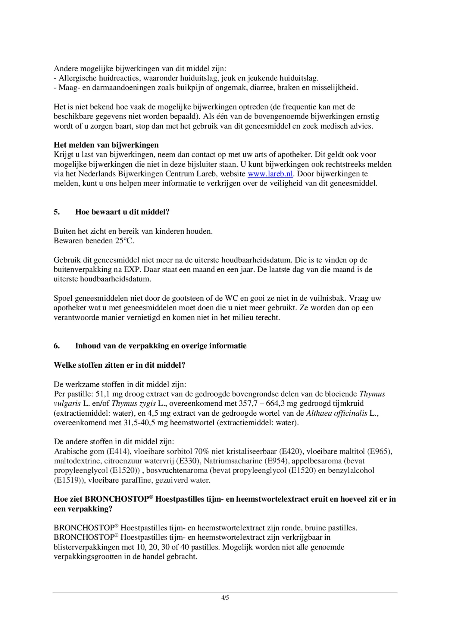 Hoestpastilles afbeelding van document #4, bijsluiter